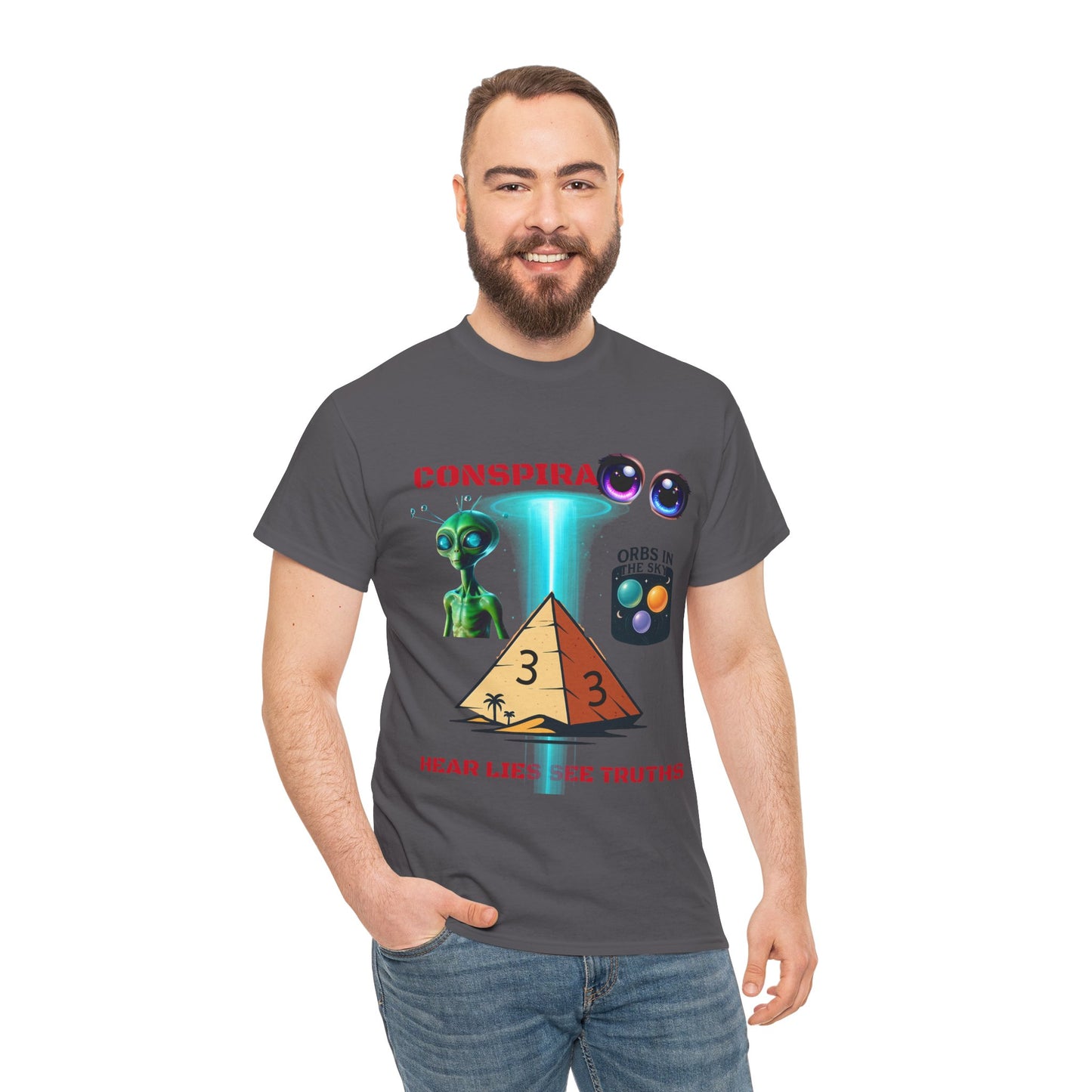 Unisex Heavy Cotton Tee - Conspiracy Theories Graphic Shirt, Casual Gift, Everyday Wear, Cool Tees for Men and Women, Unique Gift Idea