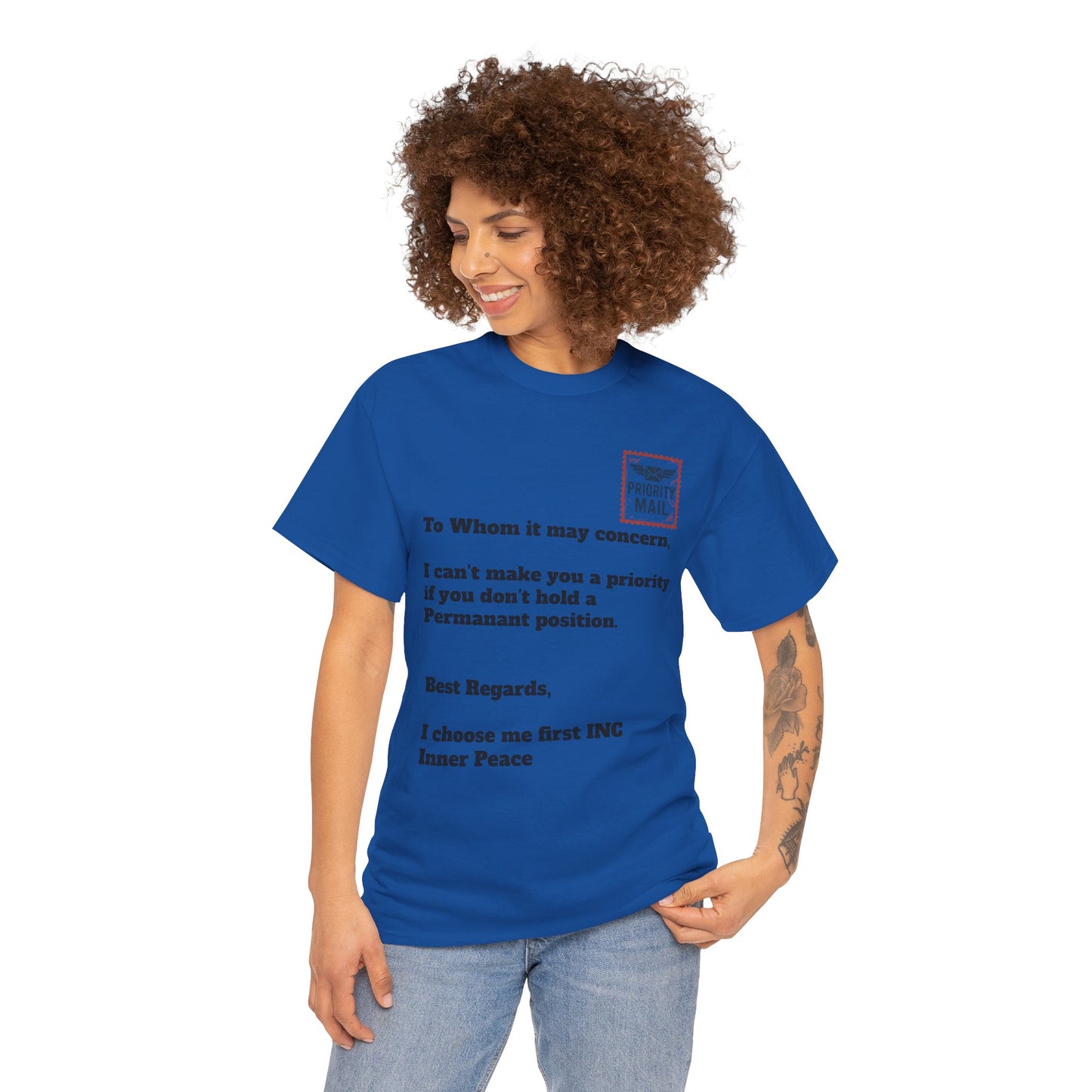 Priority Mail Unisex Heavy Cotton Tee - Casual Statement Shirt, Gifts for Friends, Unique Humor Tee, Everyday Wear, Self-Care Apparel
