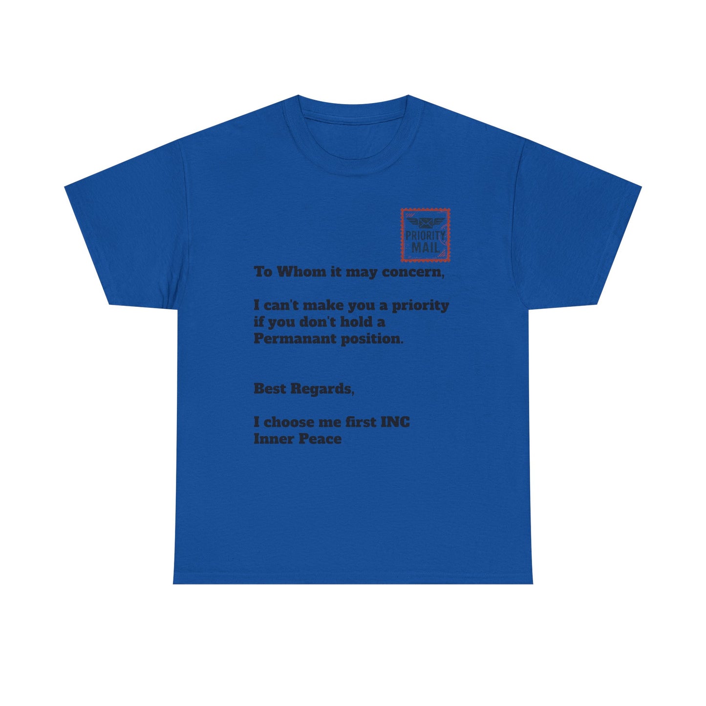Priority Mail Unisex Heavy Cotton Tee - Casual Statement Shirt, Gifts for Friends, Unique Humor Tee, Everyday Wear, Self-Care Apparel