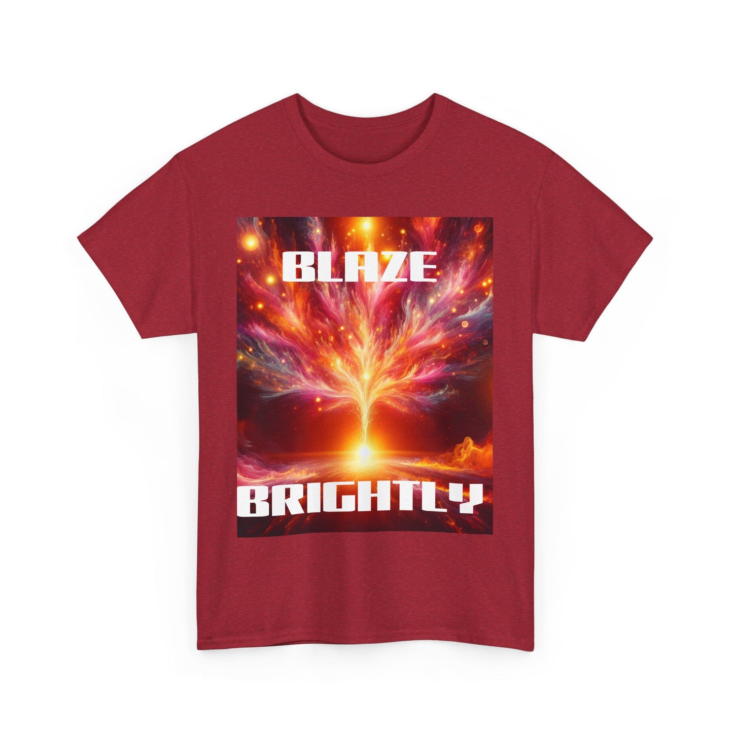 Inspirational Unisex Heavy Cotton Tee - "Blaze Brightly" Design - Perfect for Motivational Gifts and Everyday Wear