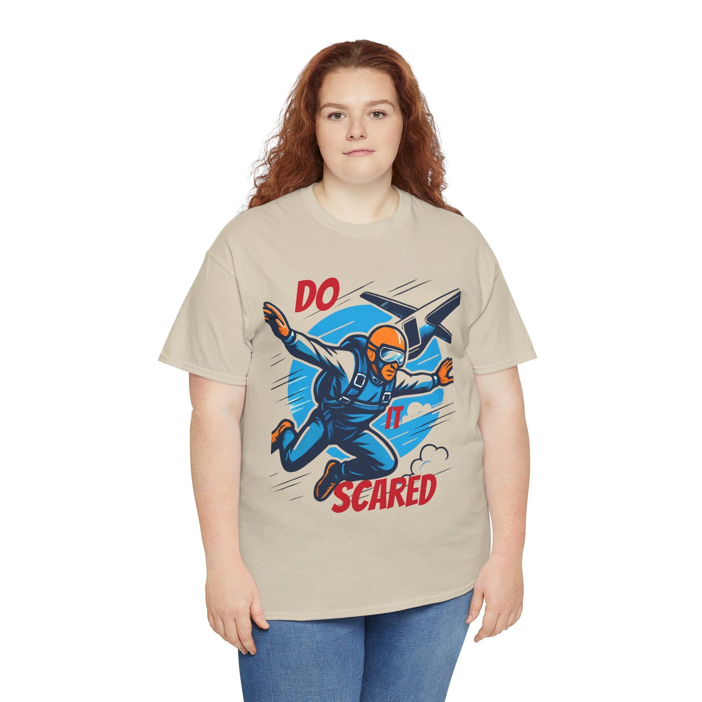 Daredevil Skydiving Do it scared Tee | Motivational Unisex Cotton Shirt, Adventure Gift, Casual Wear, Fun Statement T-Shirt, Airplane Lover Apparel