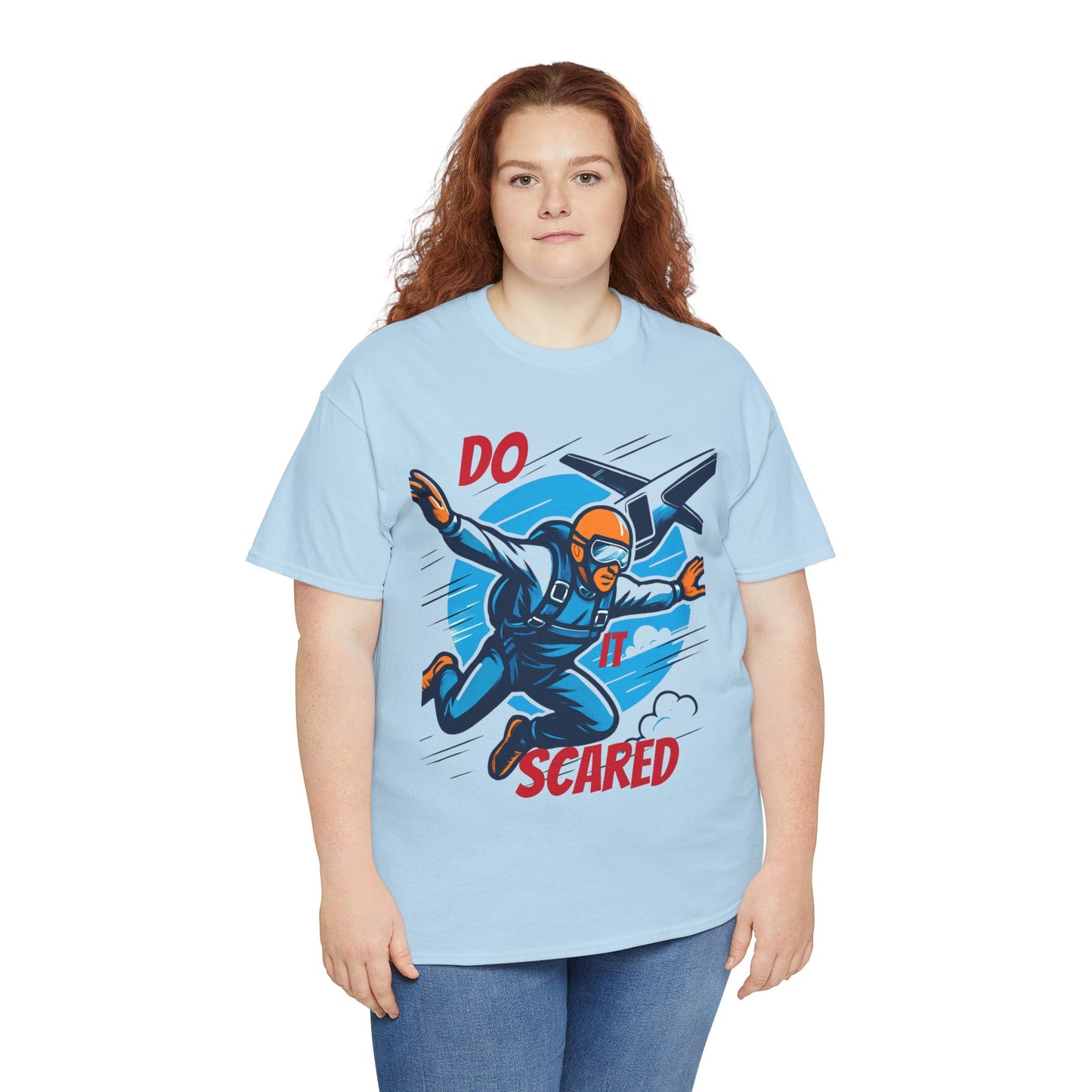 Daredevil Skydiving Do it scared Tee | Motivational Unisex Cotton Shirt, Adventure Gift, Casual Wear, Fun Statement T-Shirt, Airplane Lover Apparel