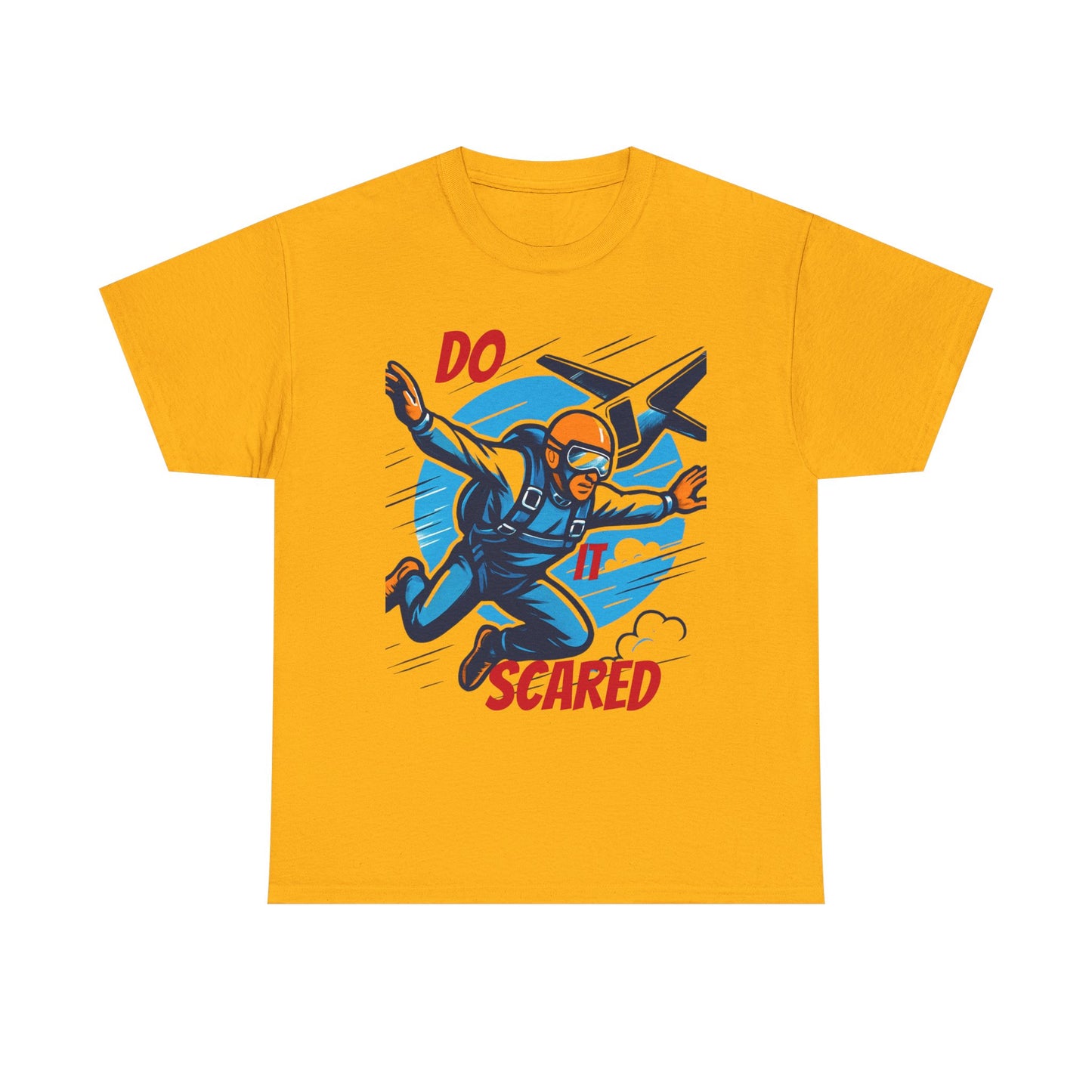 Daredevil Skydiving Do it scared Tee | Motivational Unisex Cotton Shirt, Adventure Gift, Casual Wear, Fun Statement T-Shirt, Airplane Lover Apparel