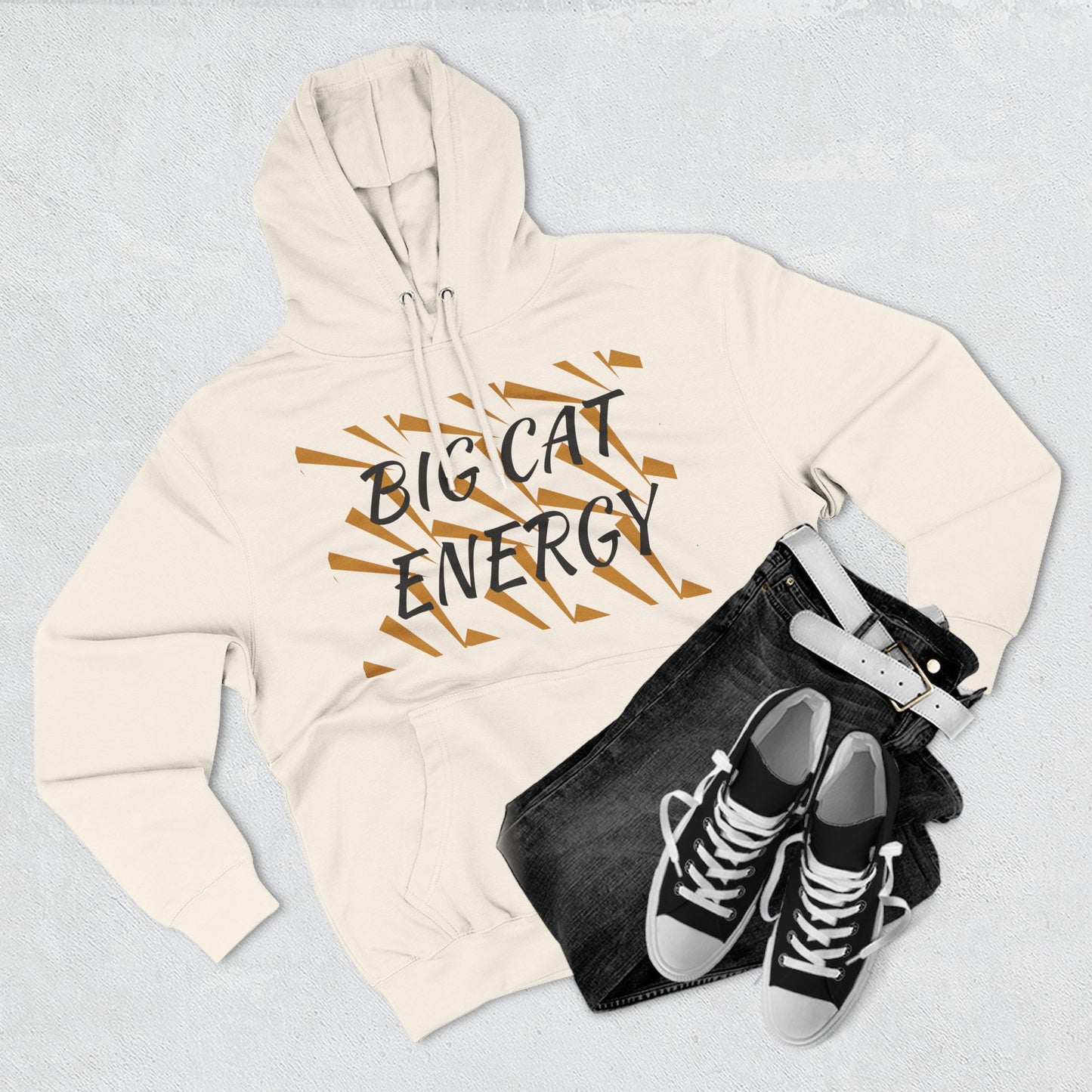 Big Cat Energy Hoodie - Three-Panel Fleece with Tiger Design, Animal Lover Gift, Cozy Sweatshirt, Unisex Fashion