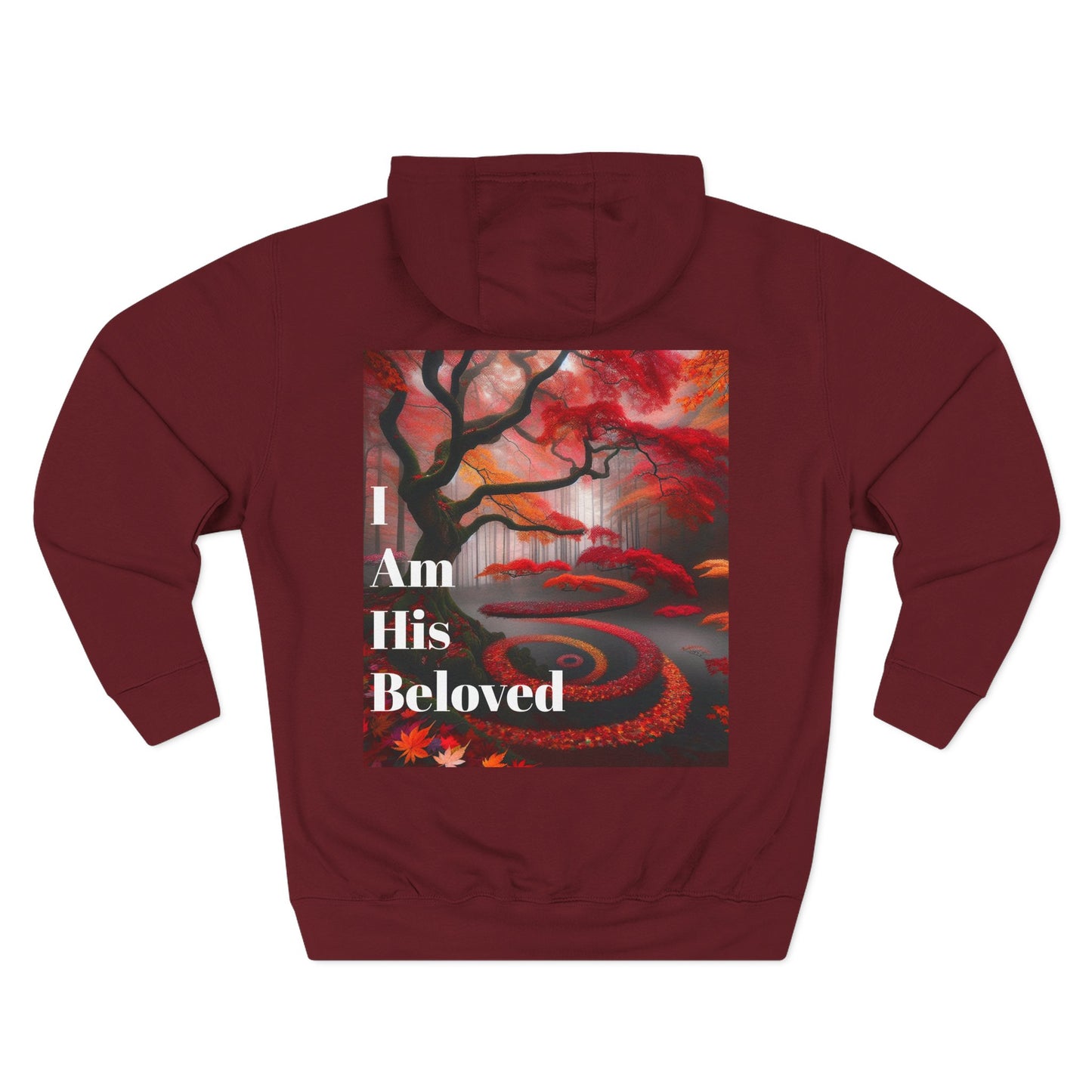Three-Panel Fleece Hoodie with Heart and Love Design, Cozy Gift for Valentine's Day, Wearable Art, Comfort Wear, Affirmation Clothing