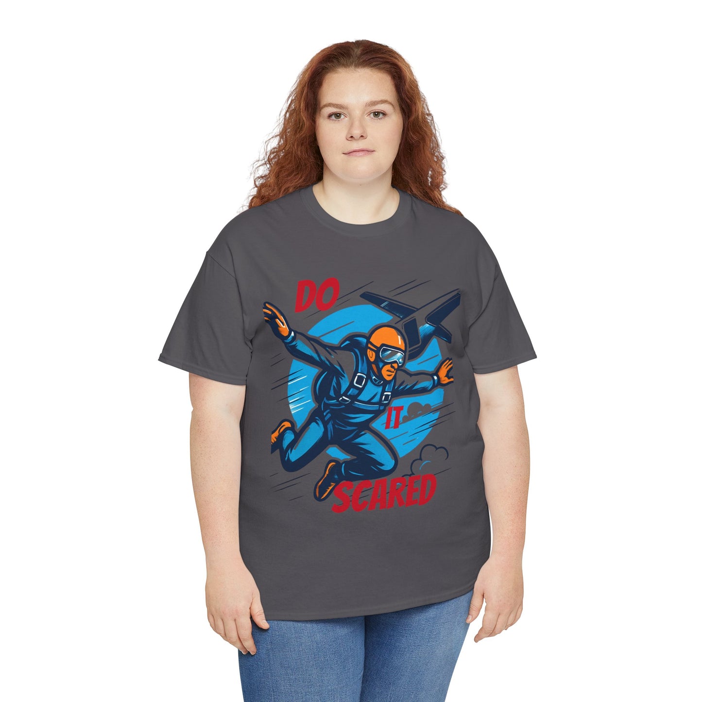 Daredevil Skydiving Do it scared Tee | Motivational Unisex Cotton Shirt, Adventure Gift, Casual Wear, Fun Statement T-Shirt, Airplane Lover Apparel