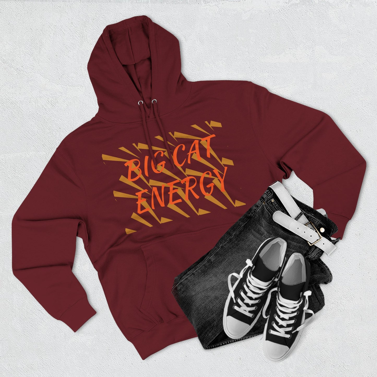 Big Cat Energy Hoodie - Three-Panel Fleece with Tiger Design, Animal Lover Gift, Cozy Sweatshirt, Unisex Fashion