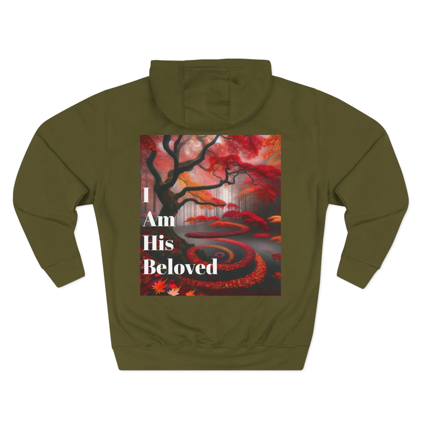 Three-Panel Fleece Hoodie with Heart and Love Design, Cozy Gift for Valentine's Day, Wearable Art, Comfort Wear, Affirmation Clothing