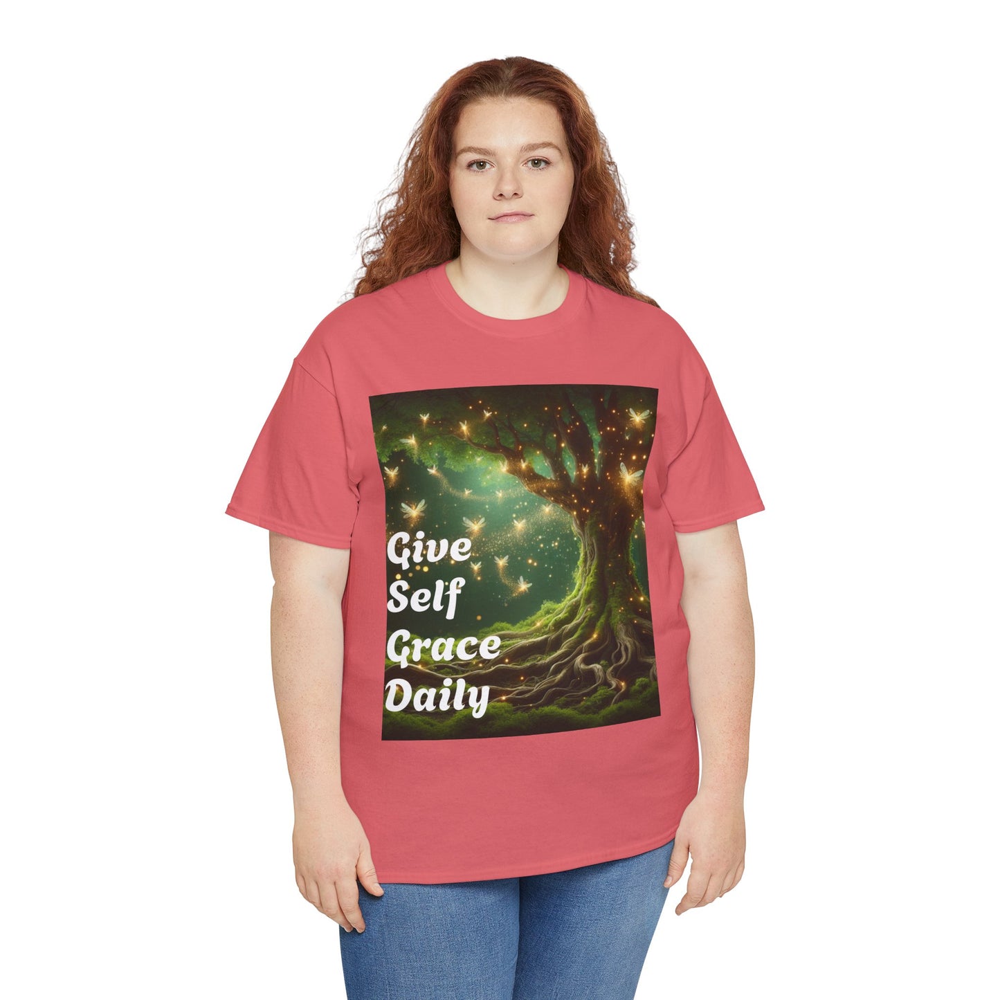 Inspirational Tree Graphic Unisex Heavy Cotton Tee - Give Self Grace Daily