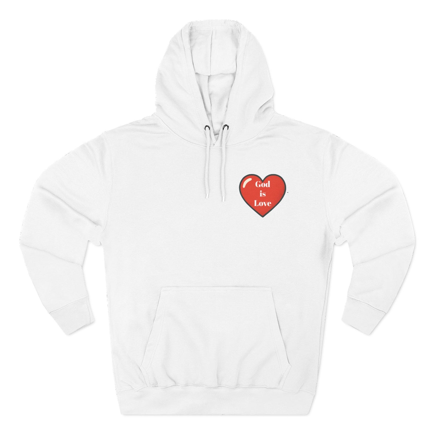 Three-Panel Fleece Hoodie with Heart and Love Design, Cozy Gift for Valentine's Day, Wearable Art, Comfort Wear, Affirmation Clothing