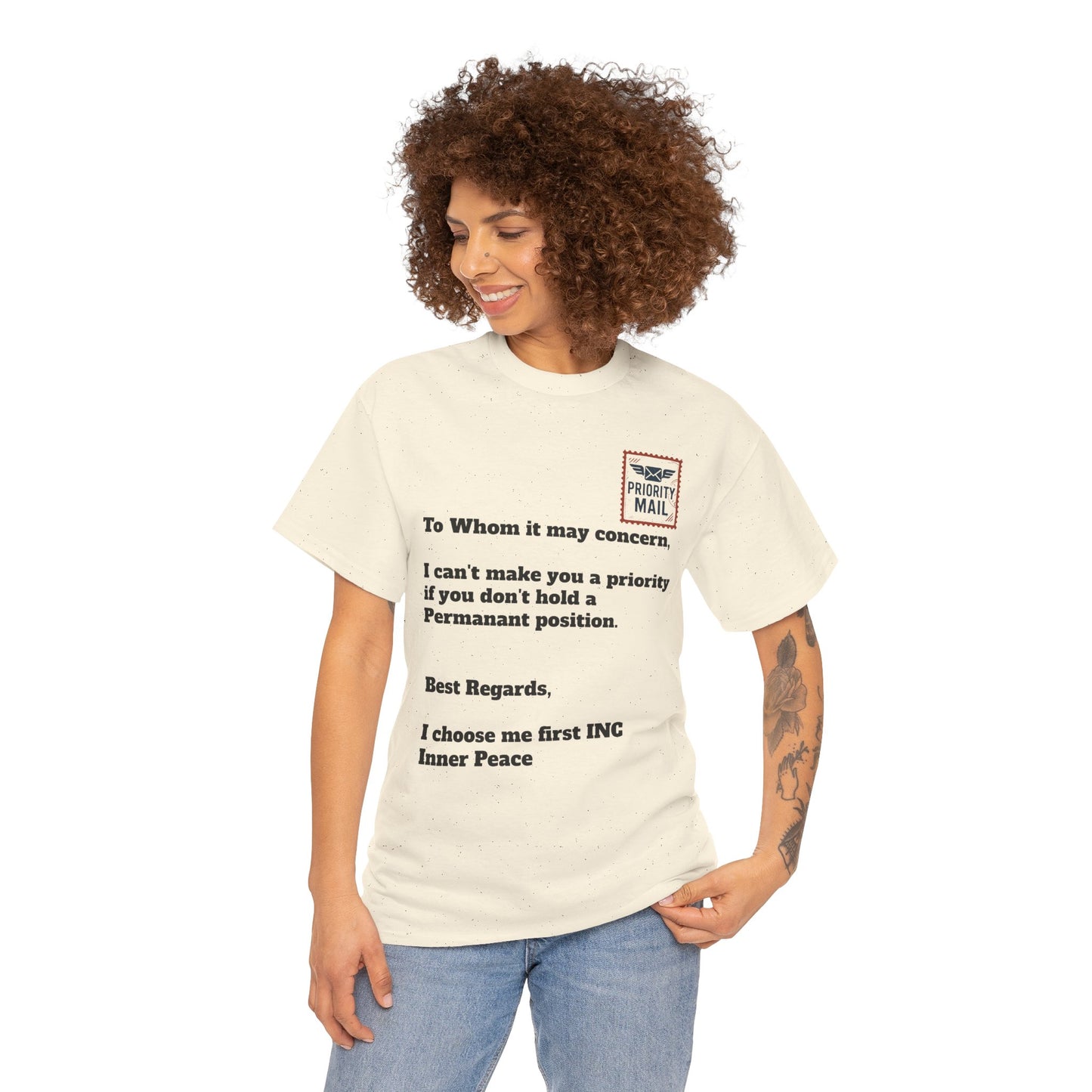 Priority Mail Unisex Heavy Cotton Tee - Casual Statement Shirt, Gifts for Friends, Unique Humor Tee, Everyday Wear, Self-Care Apparel