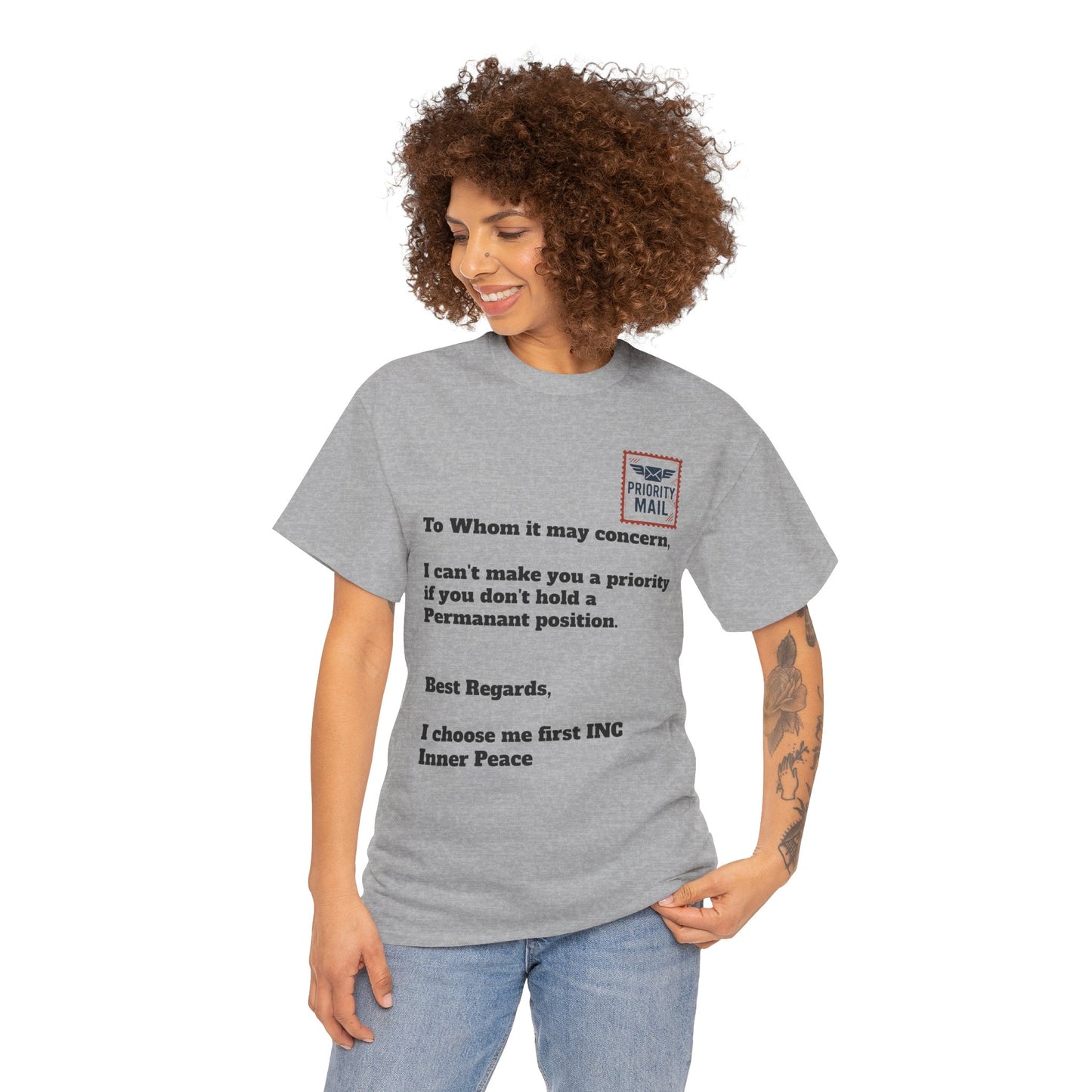 Priority Mail Unisex Heavy Cotton Tee - Casual Statement Shirt, Gifts for Friends, Unique Humor Tee, Everyday Wear, Self-Care Apparel