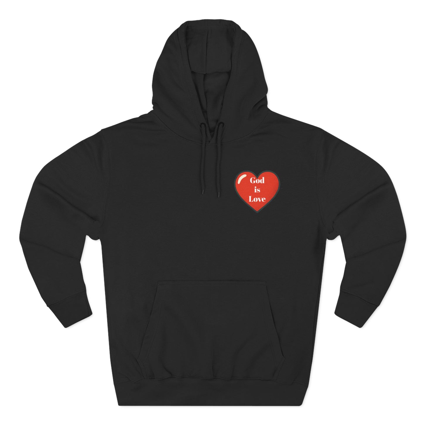Three-Panel Fleece Hoodie with Heart and Love Design, Cozy Gift for Valentine's Day, Wearable Art, Comfort Wear, Affirmation Clothing