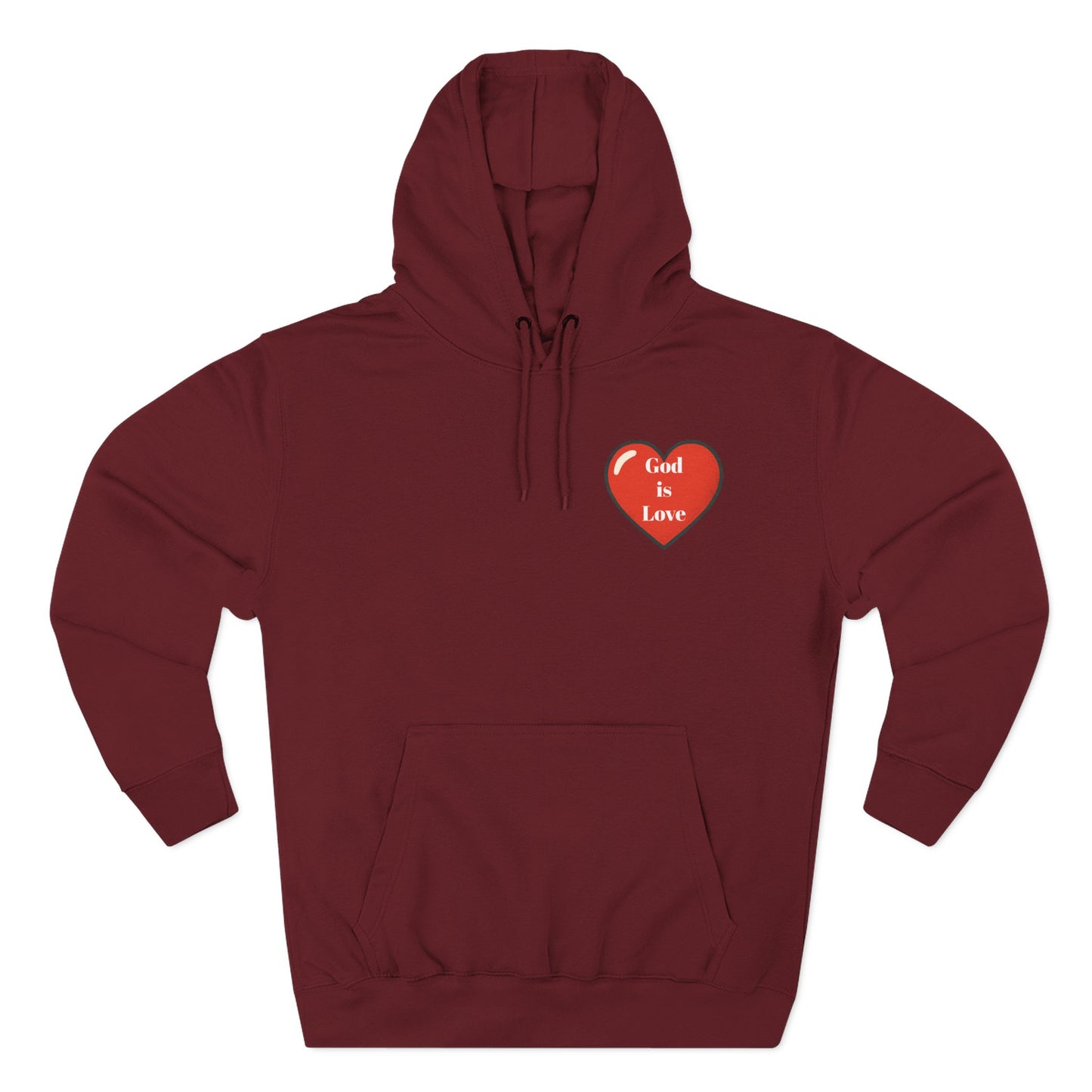 Three-Panel Fleece Hoodie with Heart and Love Design, Cozy Gift for Valentine's Day, Wearable Art, Comfort Wear, Affirmation Clothing