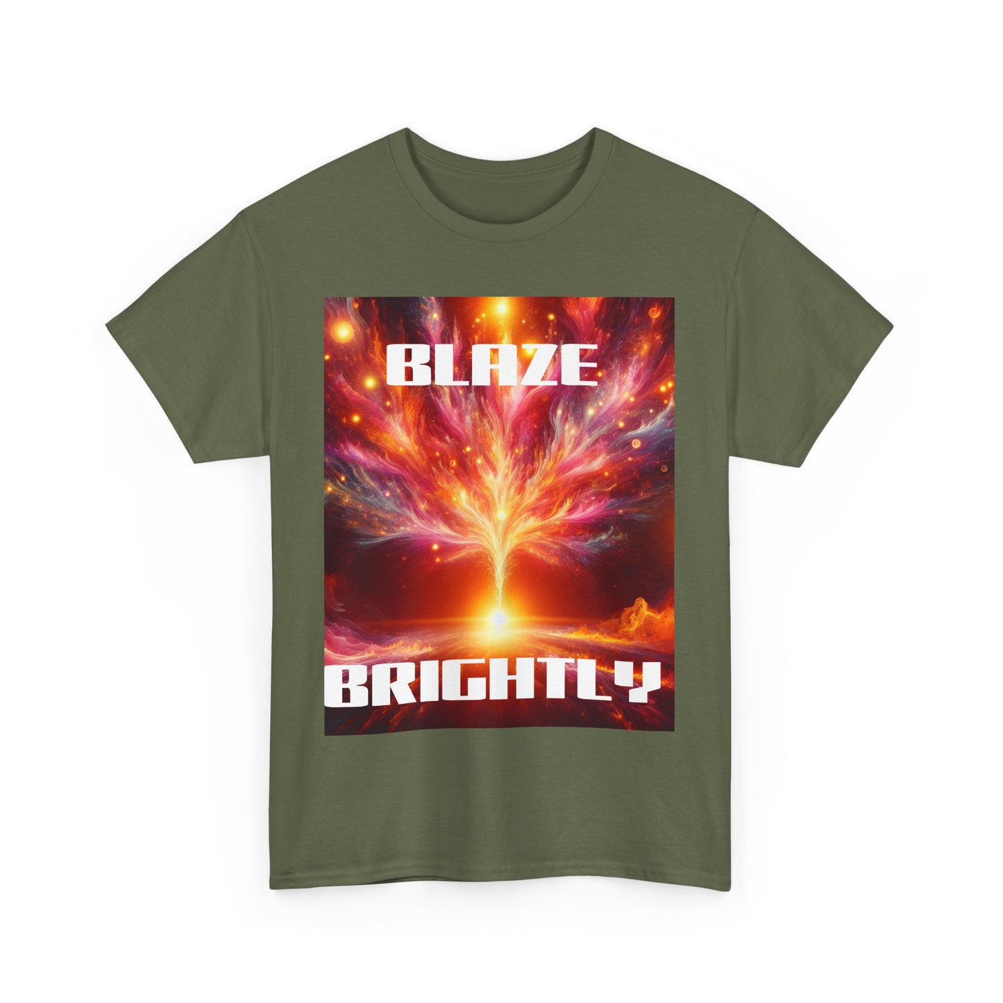 Inspirational Unisex Heavy Cotton Tee - "Blaze Brightly" Design - Perfect for Motivational Gifts and Everyday Wear