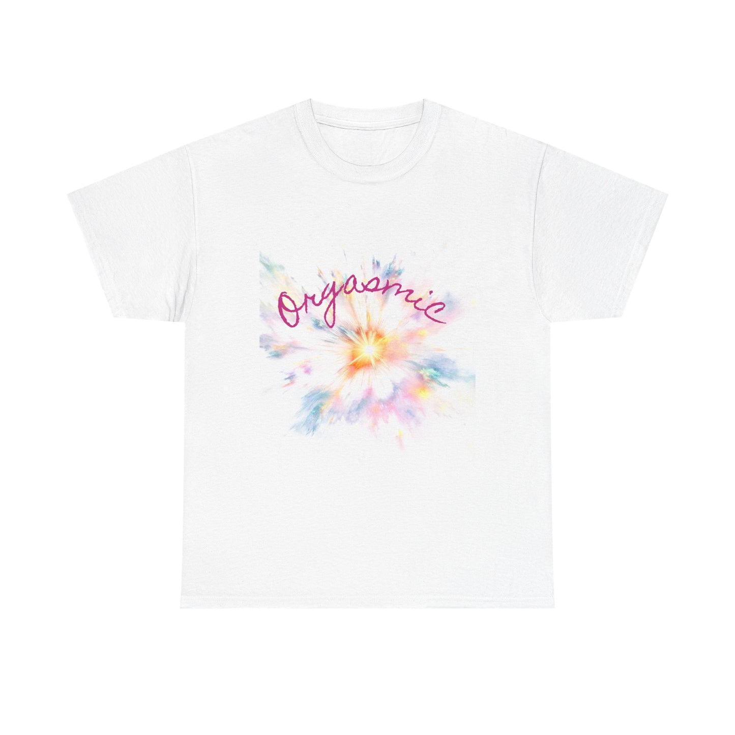 Colorful Floral 'Orgasmic' Unisex Heavy Cotton Tee, Summer Fashion, Graphic Tee, Gift for Her, Casual Wear, Party Top