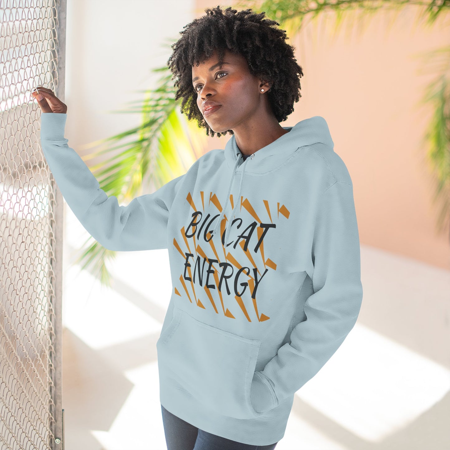 Big Cat Energy Hoodie - Three-Panel Fleece with Tiger Design, Animal Lover Gift, Cozy Sweatshirt, Unisex Fashion