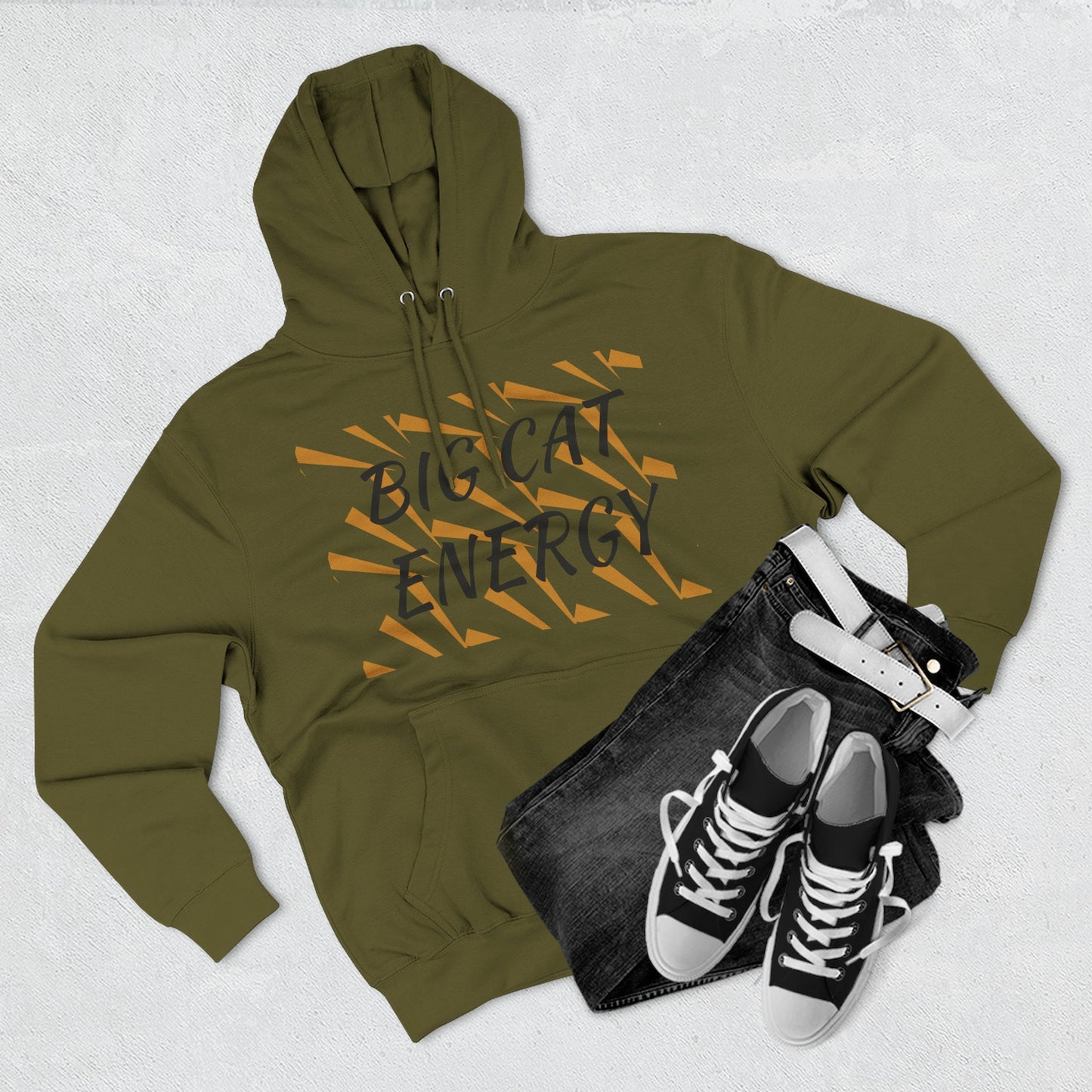 Big Cat Energy Hoodie - Three-Panel Fleece with Tiger Design, Animal Lover Gift, Cozy Sweatshirt, Unisex Fashion