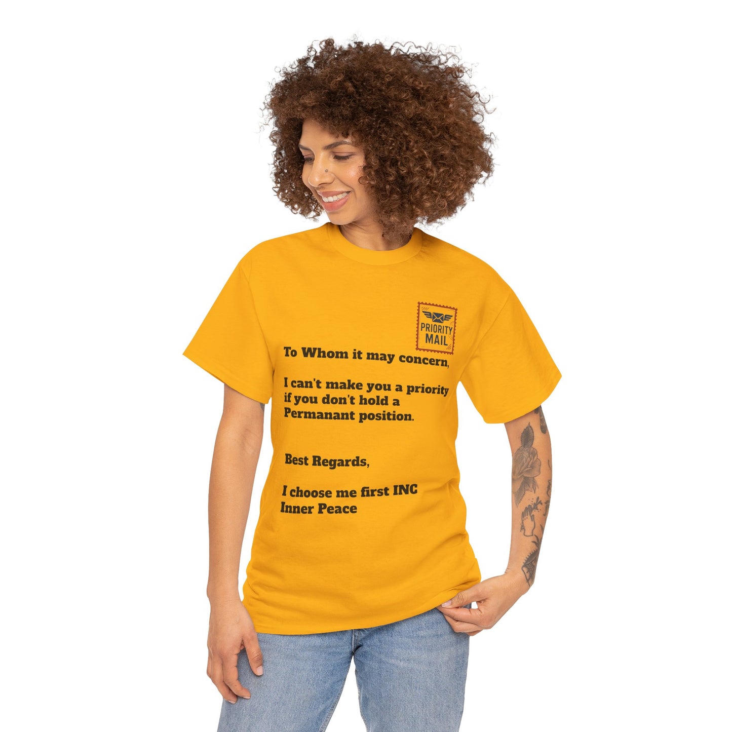 Priority Mail Unisex Heavy Cotton Tee - Casual Statement Shirt, Gifts for Friends, Unique Humor Tee, Everyday Wear, Self-Care Apparel