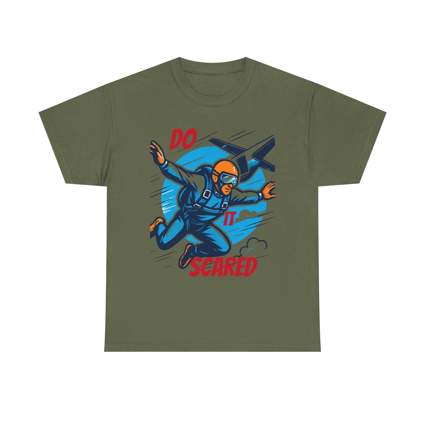 Daredevil Skydiving Do it scared Tee | Motivational Unisex Cotton Shirt, Adventure Gift, Casual Wear, Fun Statement T-Shirt, Airplane Lover Apparel