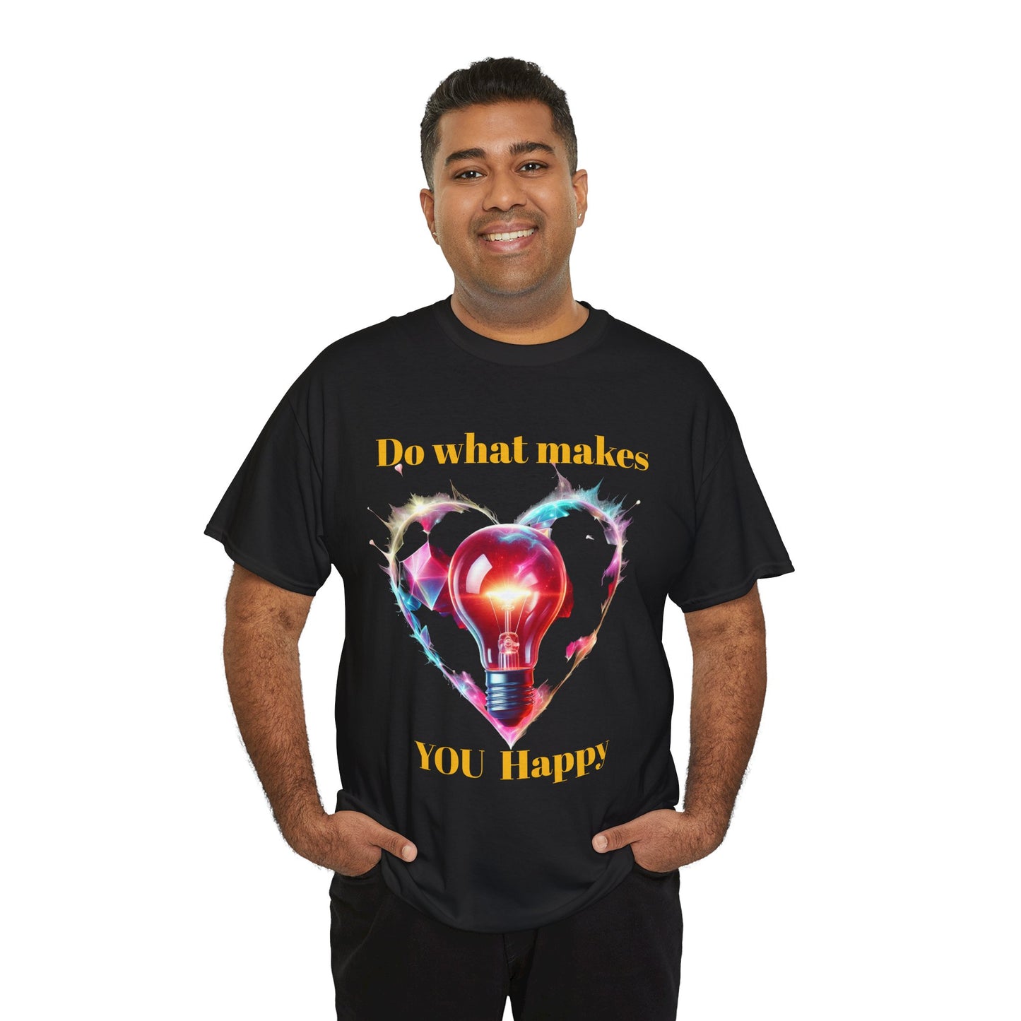 Inspirational Unisex Heavy Cotton Tee - "Do What Makes You Happy"