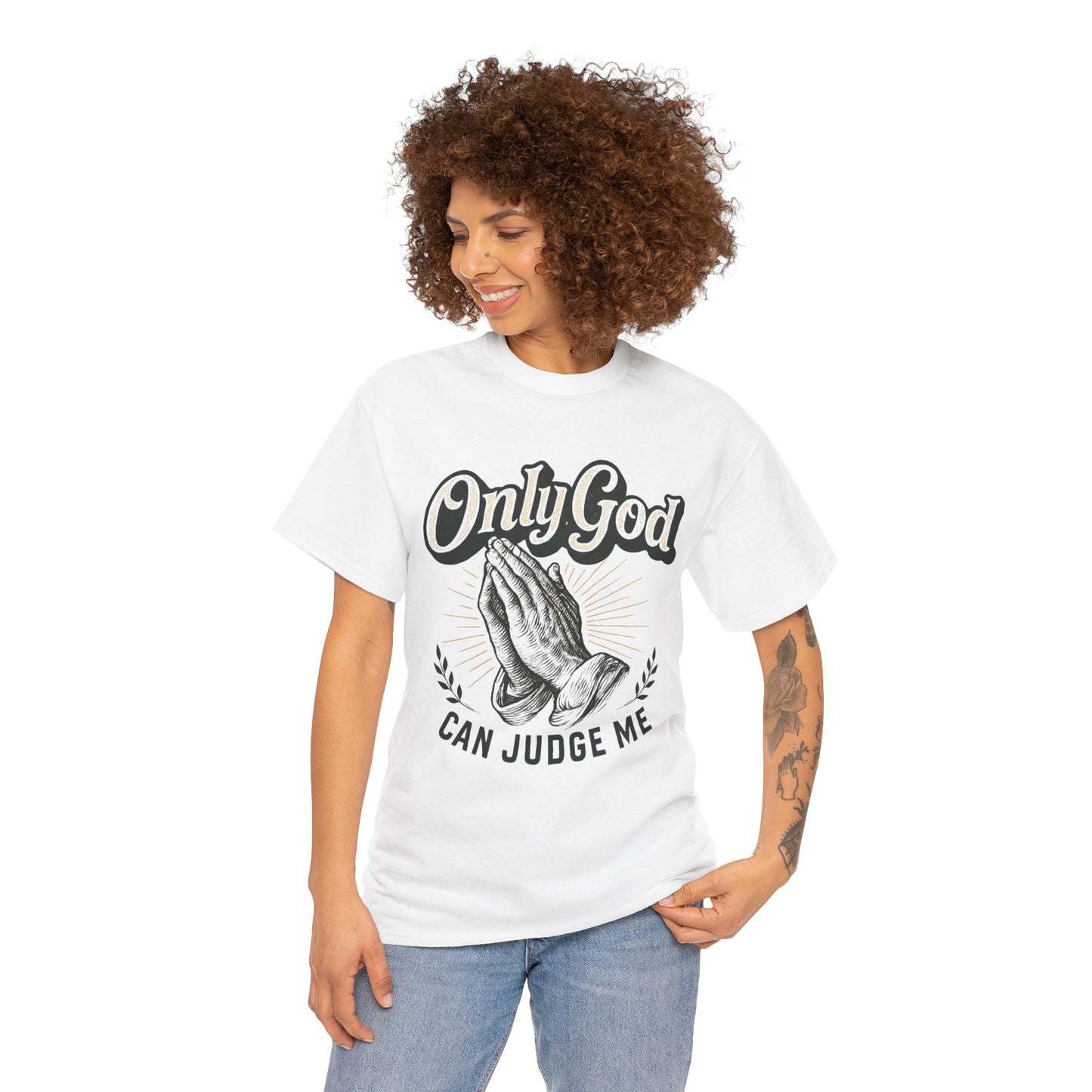 Only God can Judge me Unisex Heavy Cotton Tee, Christian Shirt, Faith-Based Apparel, Gift for Believers, Casual T-Shirt, Spiritual Wear