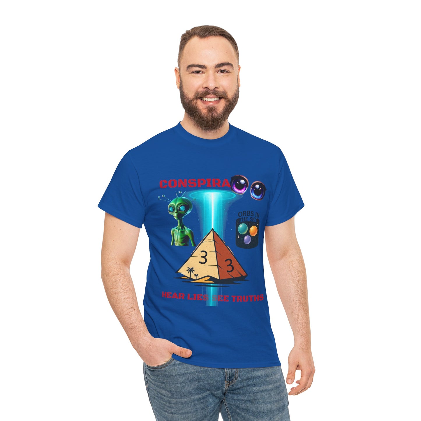 Unisex Heavy Cotton Tee - Conspiracy Theories Graphic Shirt, Casual Gift, Everyday Wear, Cool Tees for Men and Women, Unique Gift Idea