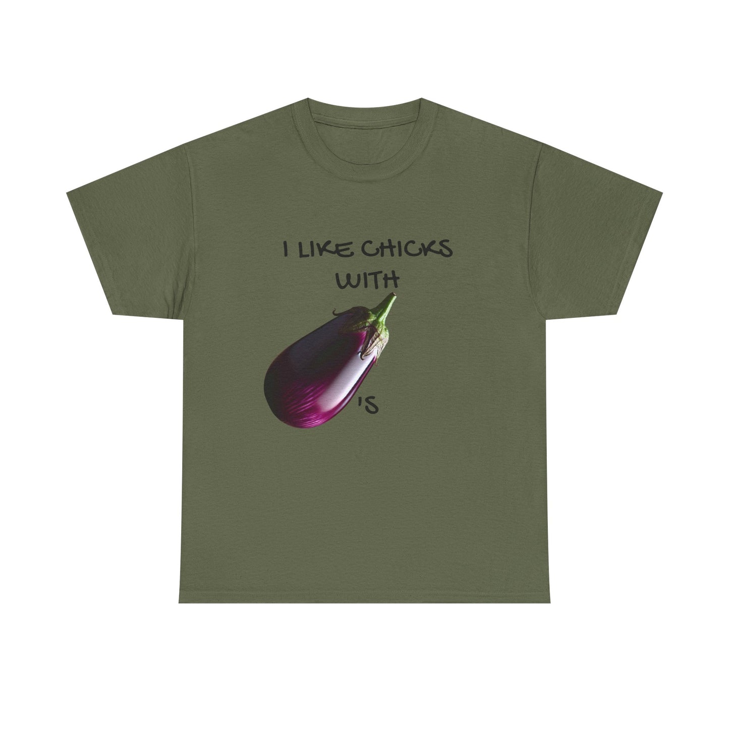 Funny Unisex Heavy Cotton Tee - "I Like Chicks with Eggplants" T-Shirt for Casual Wear