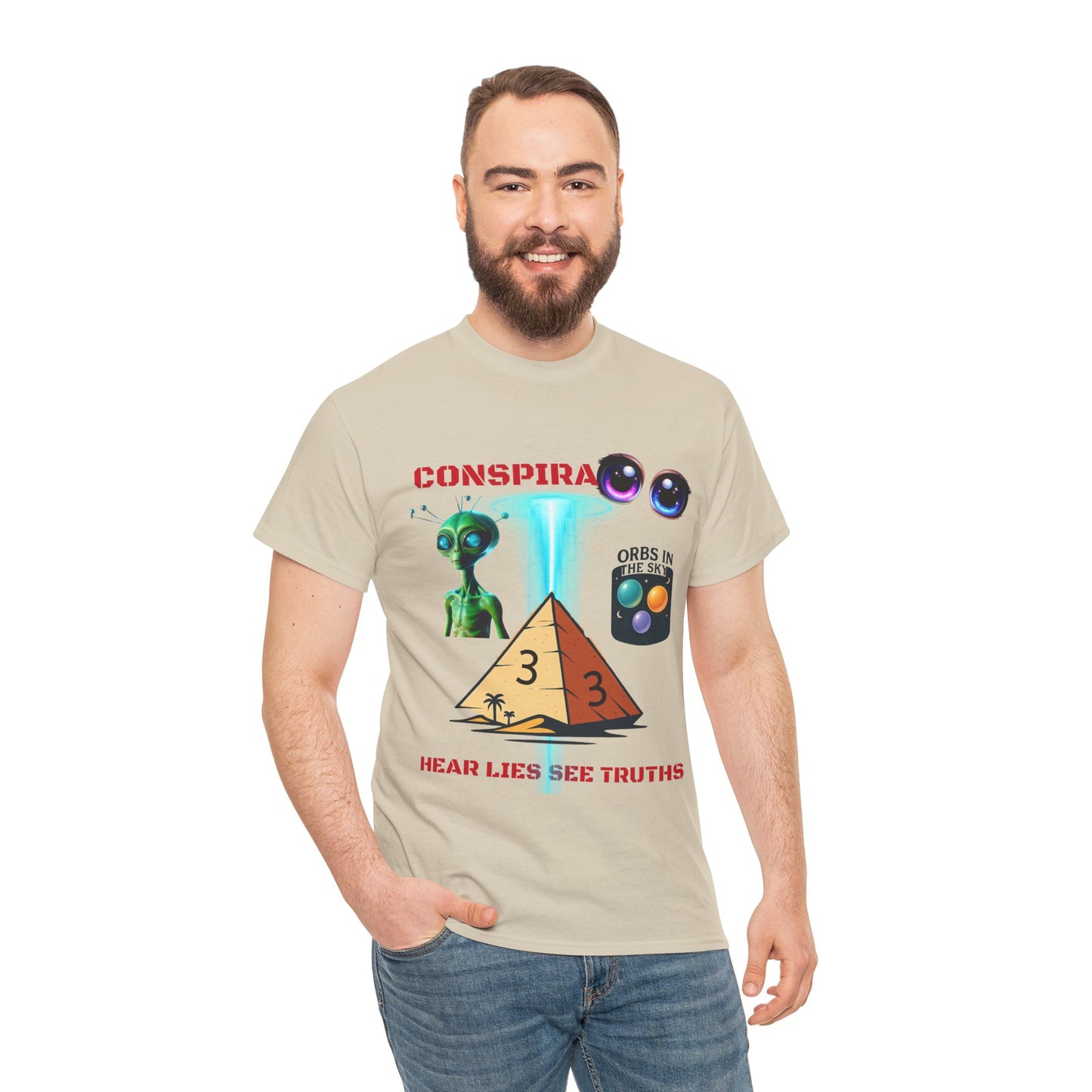Unisex Heavy Cotton Tee - Conspiracy Theories Graphic Shirt, Casual Gift, Everyday Wear, Cool Tees for Men and Women, Unique Gift Idea