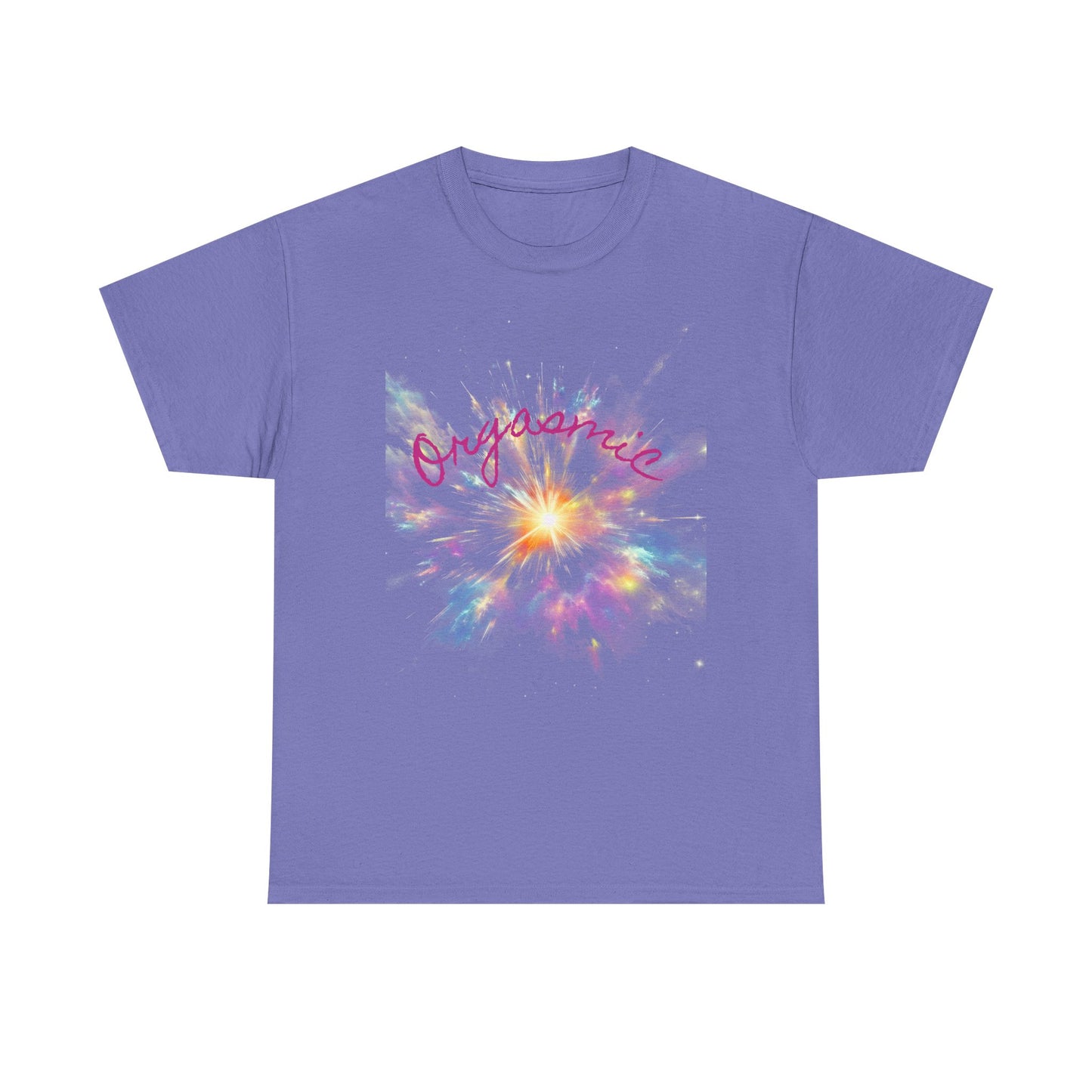 Colorful Floral 'Orgasmic' Unisex Heavy Cotton Tee, Summer Fashion, Graphic Tee, Gift for Her, Casual Wear, Party Top
