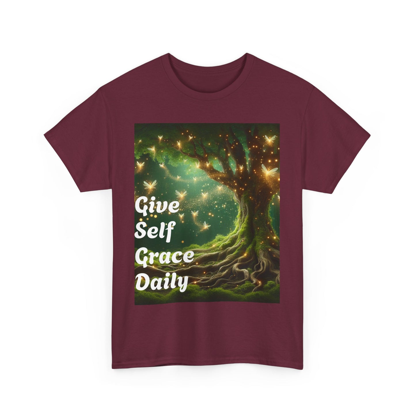 Inspirational Tree Graphic Unisex Heavy Cotton Tee - Give Self Grace Daily