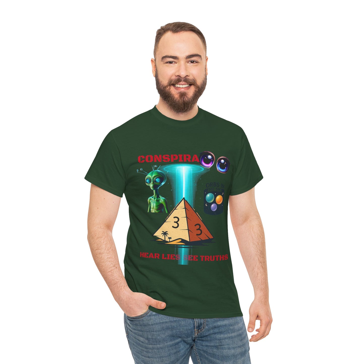 Unisex Heavy Cotton Tee - Conspiracy Theories Graphic Shirt, Casual Gift, Everyday Wear, Cool Tees for Men and Women, Unique Gift Idea