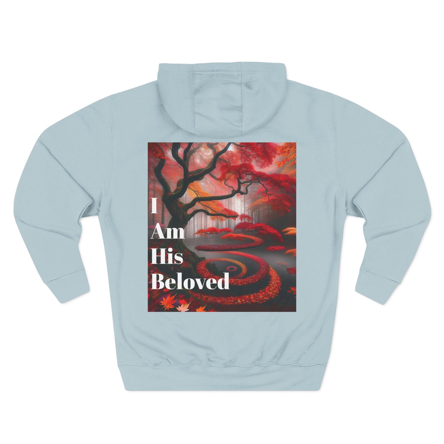 Three-Panel Fleece Hoodie with Heart and Love Design, Cozy Gift for Valentine's Day, Wearable Art, Comfort Wear, Affirmation Clothing