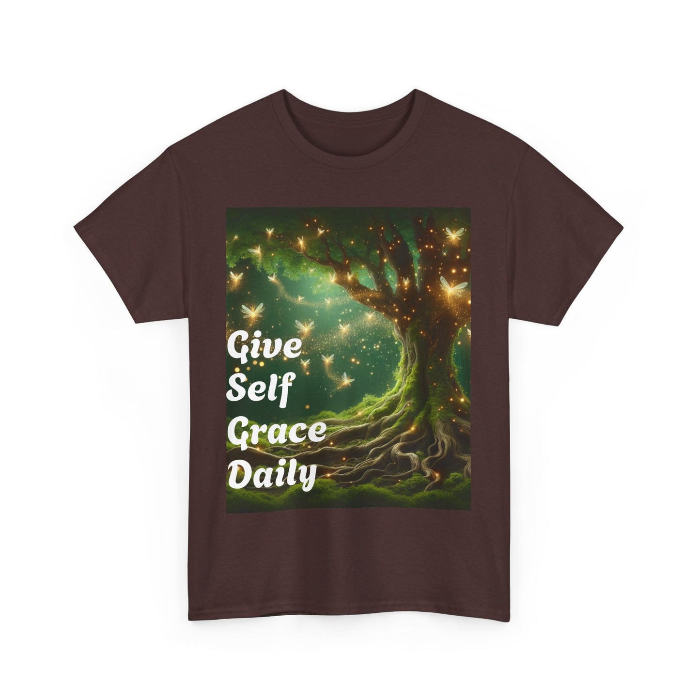 Inspirational Tree Graphic Unisex Heavy Cotton Tee - Give Self Grace Daily