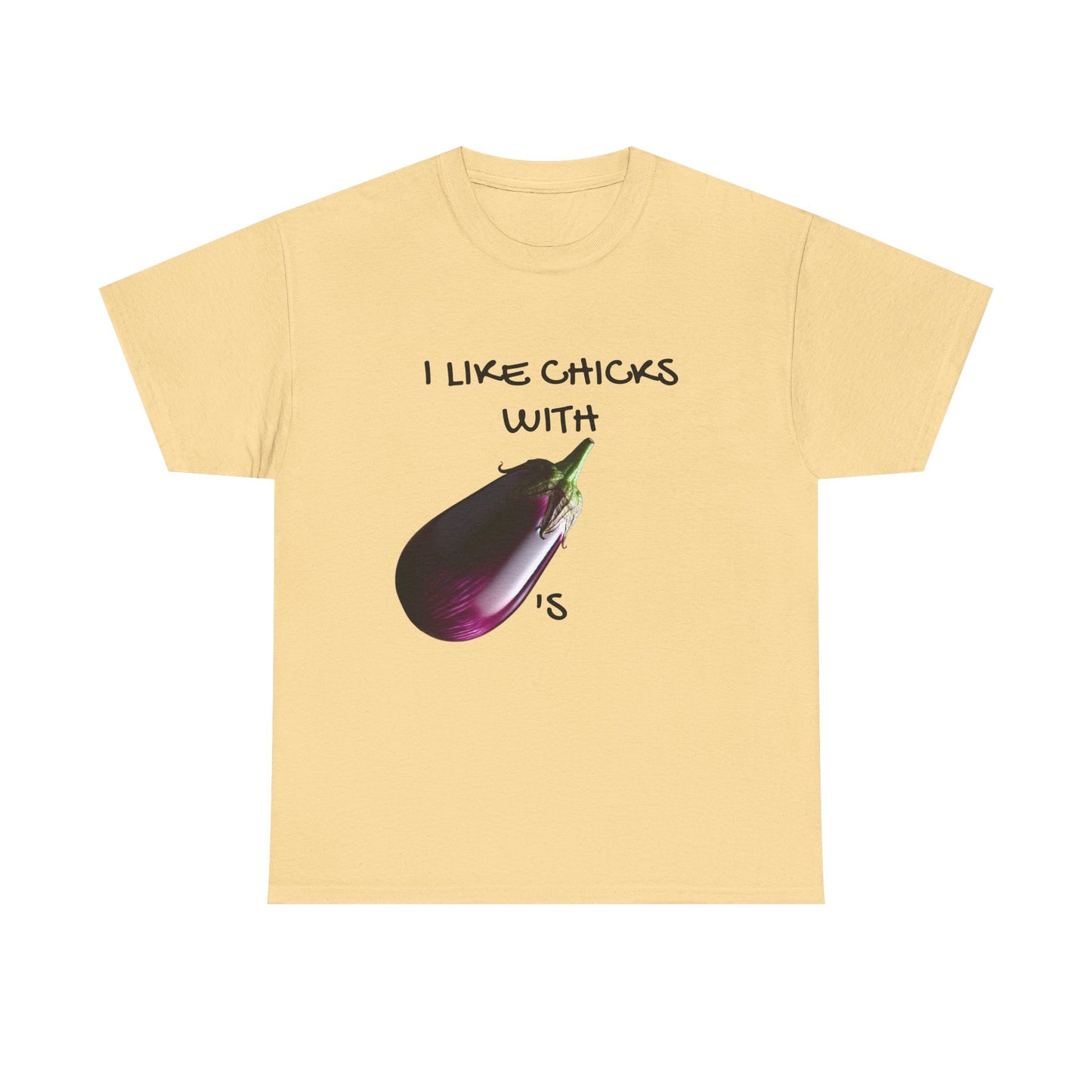 Funny Unisex Heavy Cotton Tee - "I Like Chicks with Eggplants" T-Shirt for Casual Wear