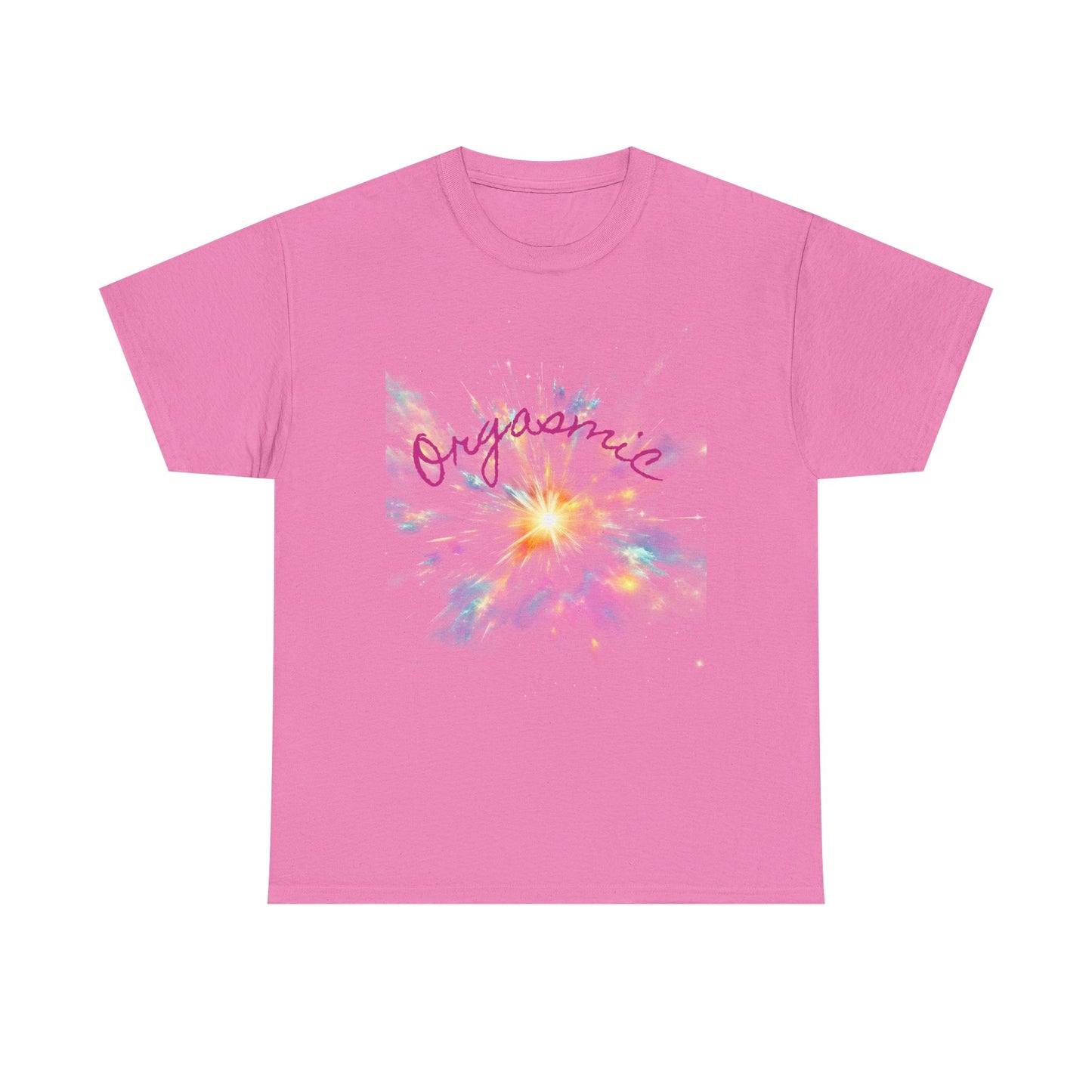 Colorful Floral 'Orgasmic' Unisex Heavy Cotton Tee, Summer Fashion, Graphic Tee, Gift for Her, Casual Wear, Party Top