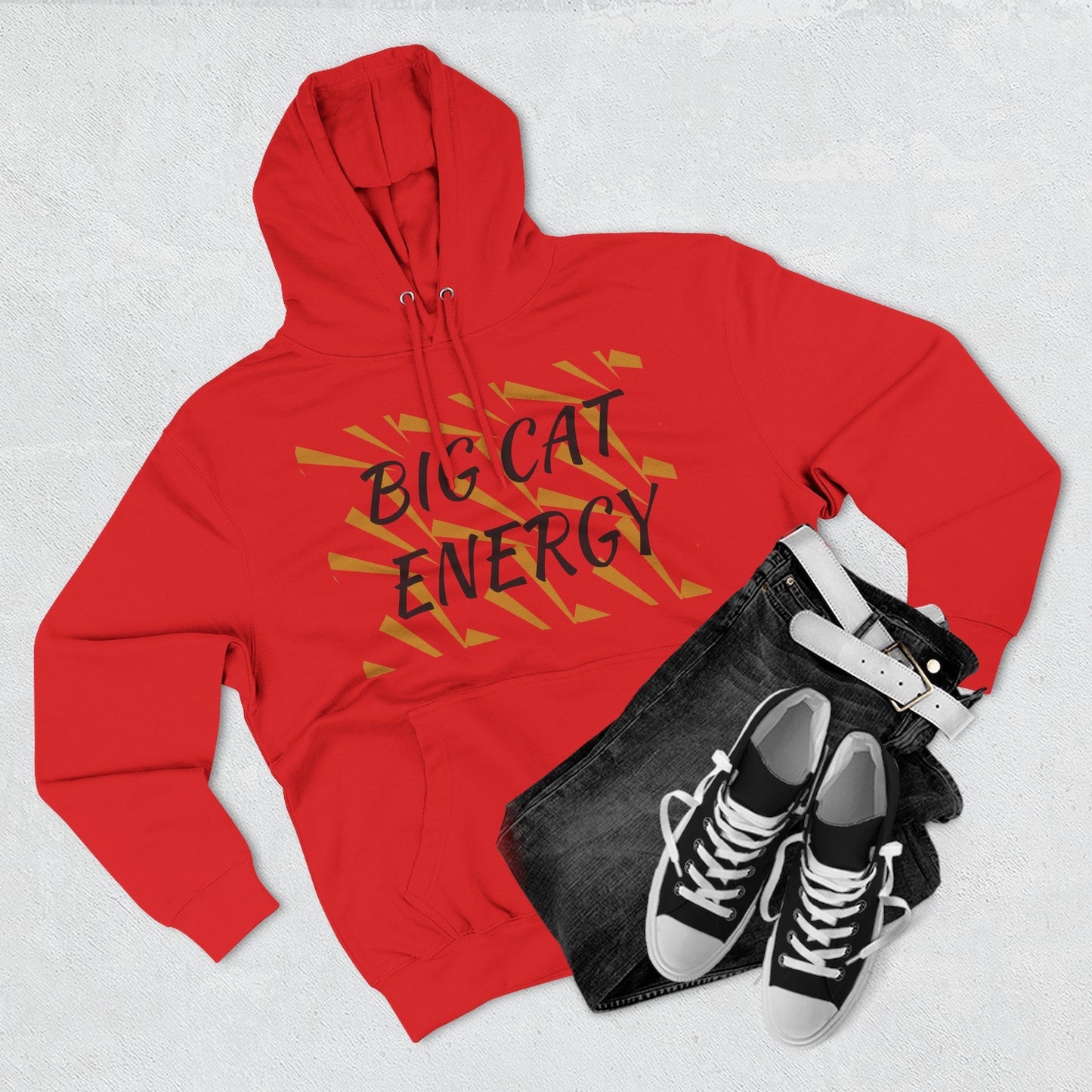 Big Cat Energy Hoodie - Three-Panel Fleece with Tiger Design, Animal Lover Gift, Cozy Sweatshirt, Unisex Fashion