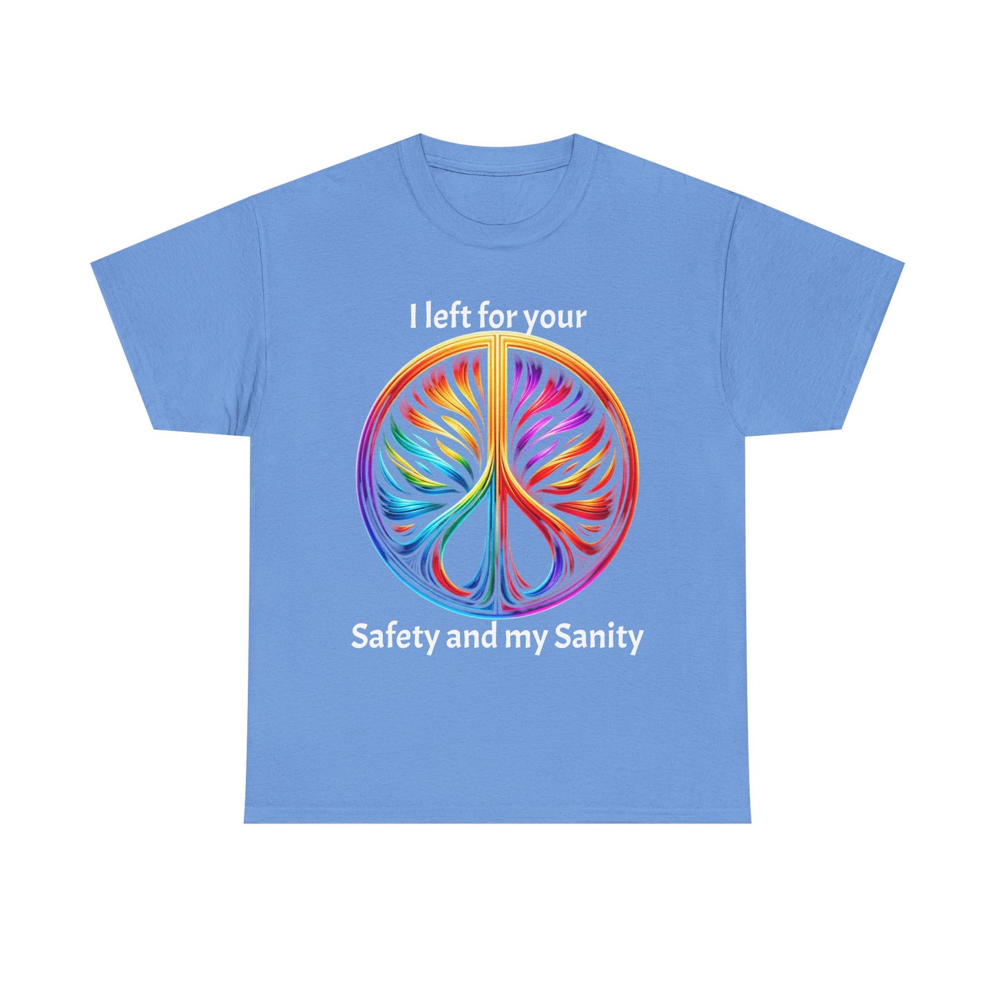 Colorful Tree of Life Peace sign Unisex Heavy Cotton Tee, I left for your safety