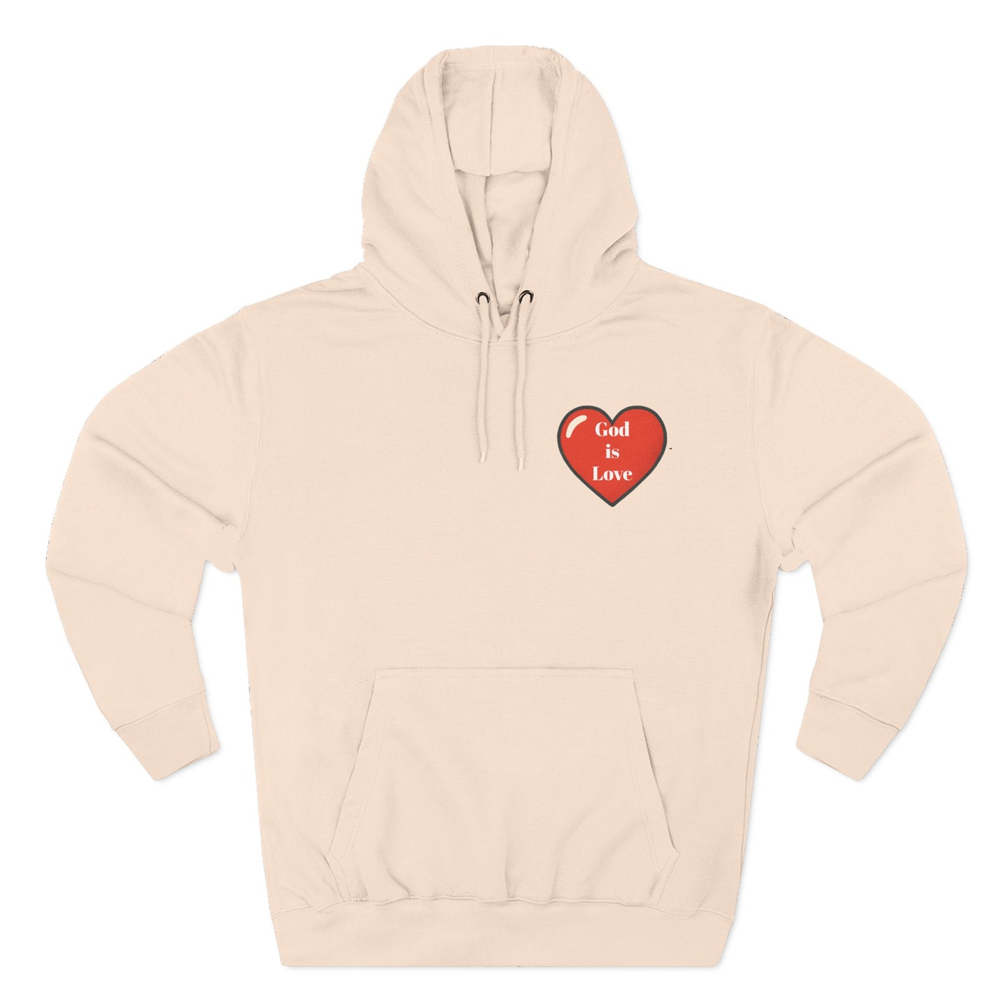 Three-Panel Fleece Hoodie with Heart and Love Design, Cozy Gift for Valentine's Day, Wearable Art, Comfort Wear, Affirmation Clothing