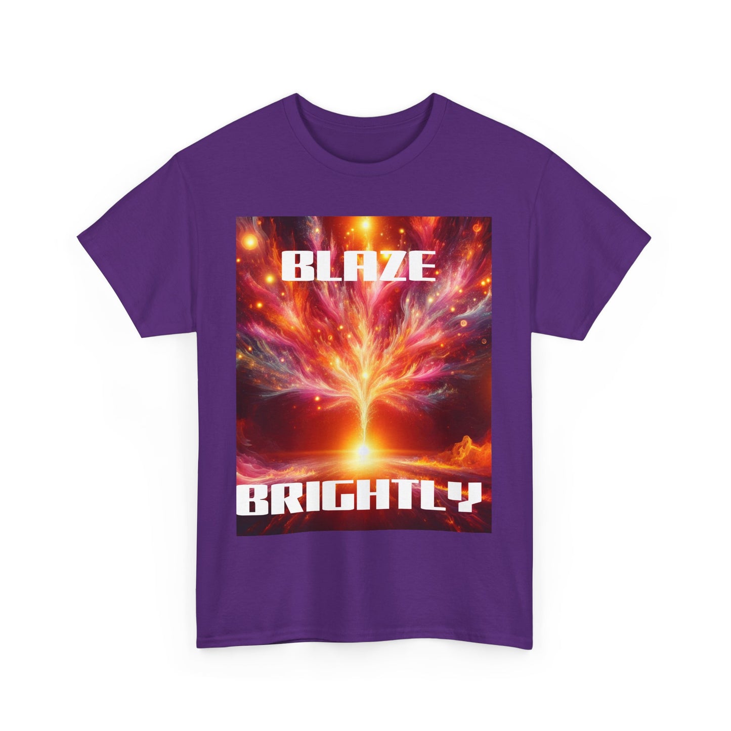 Inspirational Unisex Heavy Cotton Tee - "Blaze Brightly" Design - Perfect for Motivational Gifts and Everyday Wear