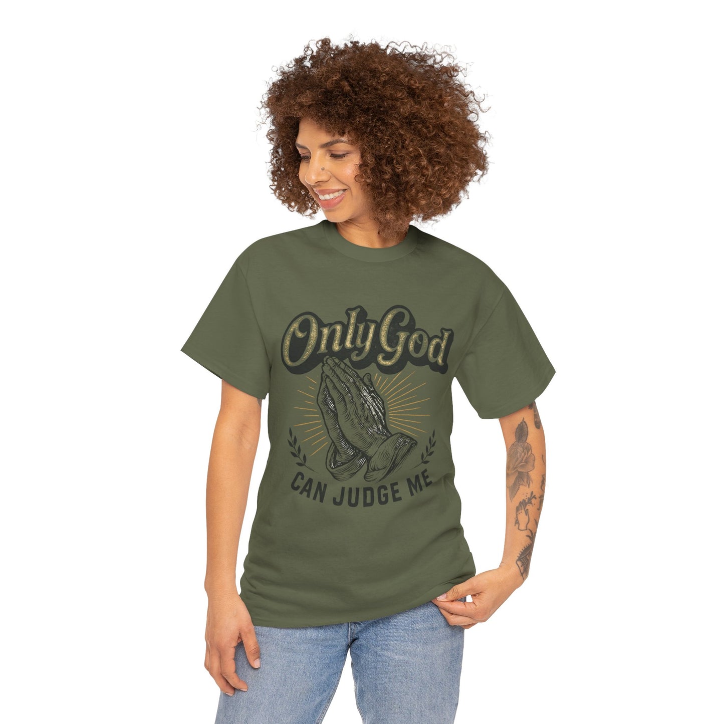 Only God can Judge me Unisex Heavy Cotton Tee, Christian Shirt, Faith-Based Apparel, Gift for Believers, Casual T-Shirt, Spiritual Wear