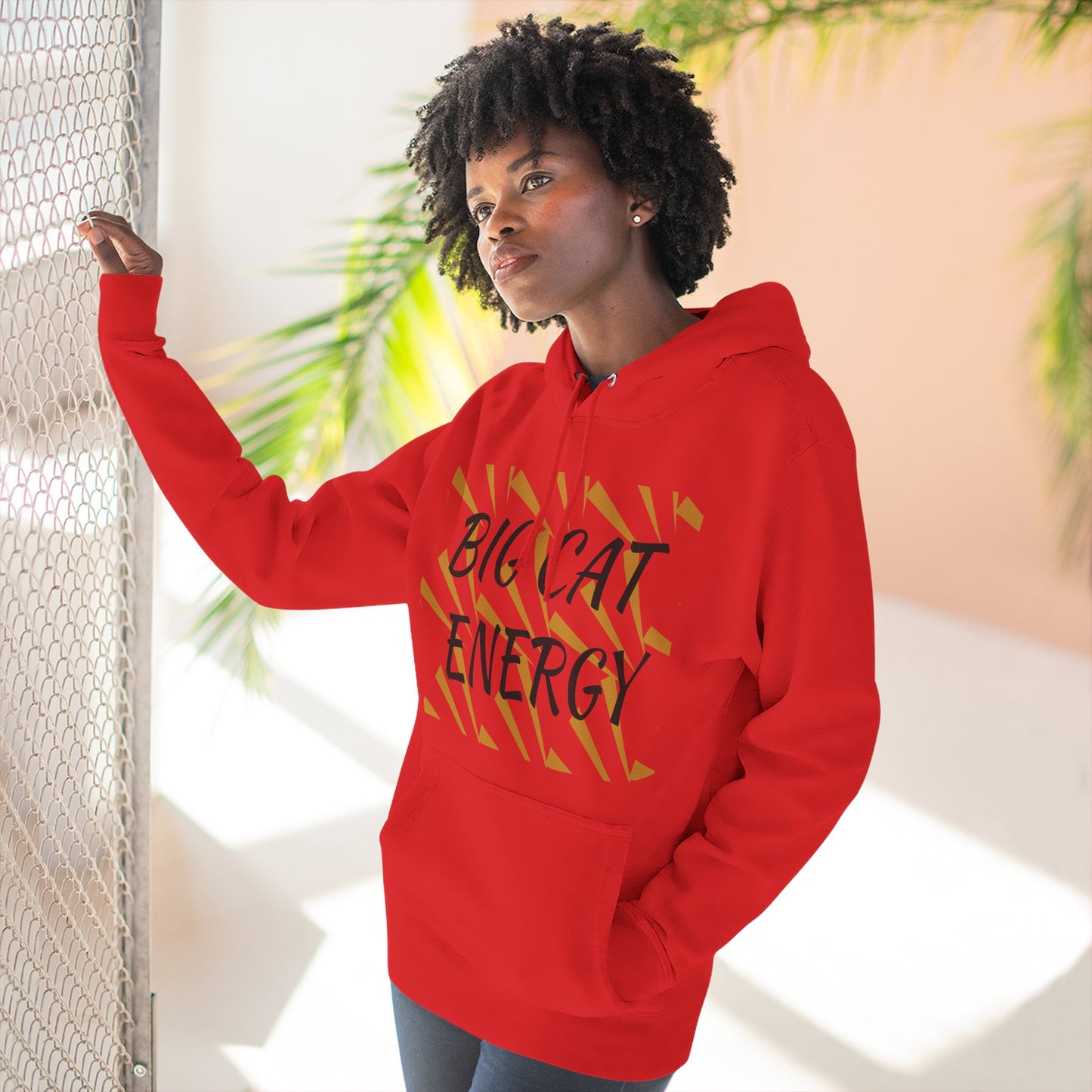 Big Cat Energy Hoodie - Three-Panel Fleece with Tiger Design, Animal Lover Gift, Cozy Sweatshirt, Unisex Fashion
