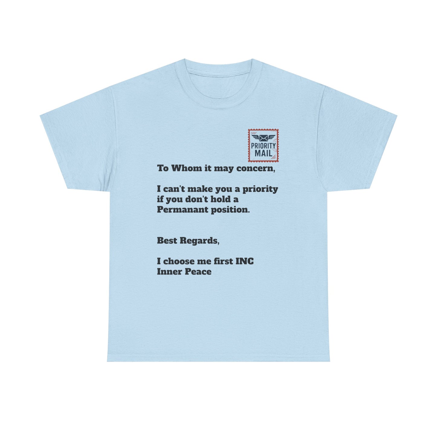 Priority Mail Unisex Heavy Cotton Tee - Casual Statement Shirt, Gifts for Friends, Unique Humor Tee, Everyday Wear, Self-Care Apparel