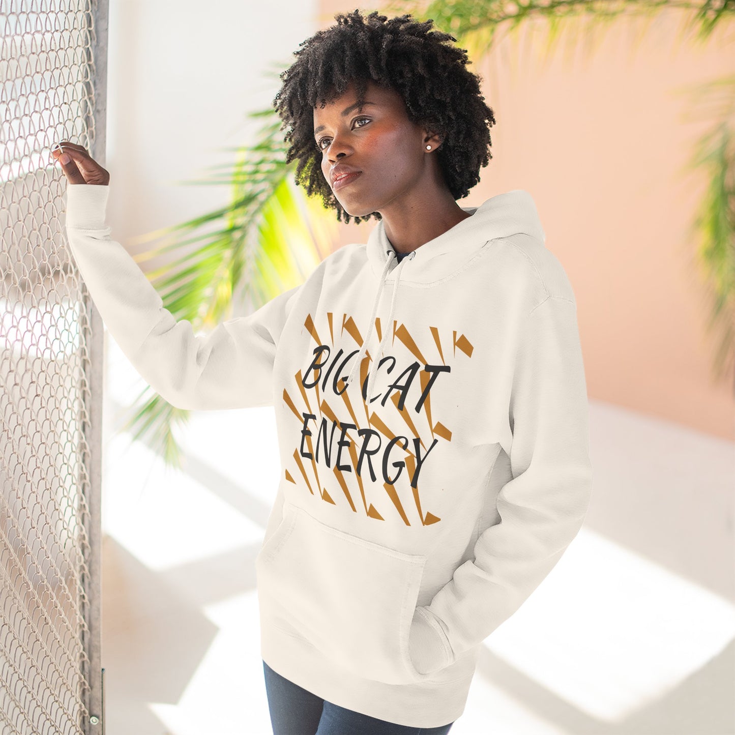 Big Cat Energy Hoodie - Three-Panel Fleece with Tiger Design, Animal Lover Gift, Cozy Sweatshirt, Unisex Fashion