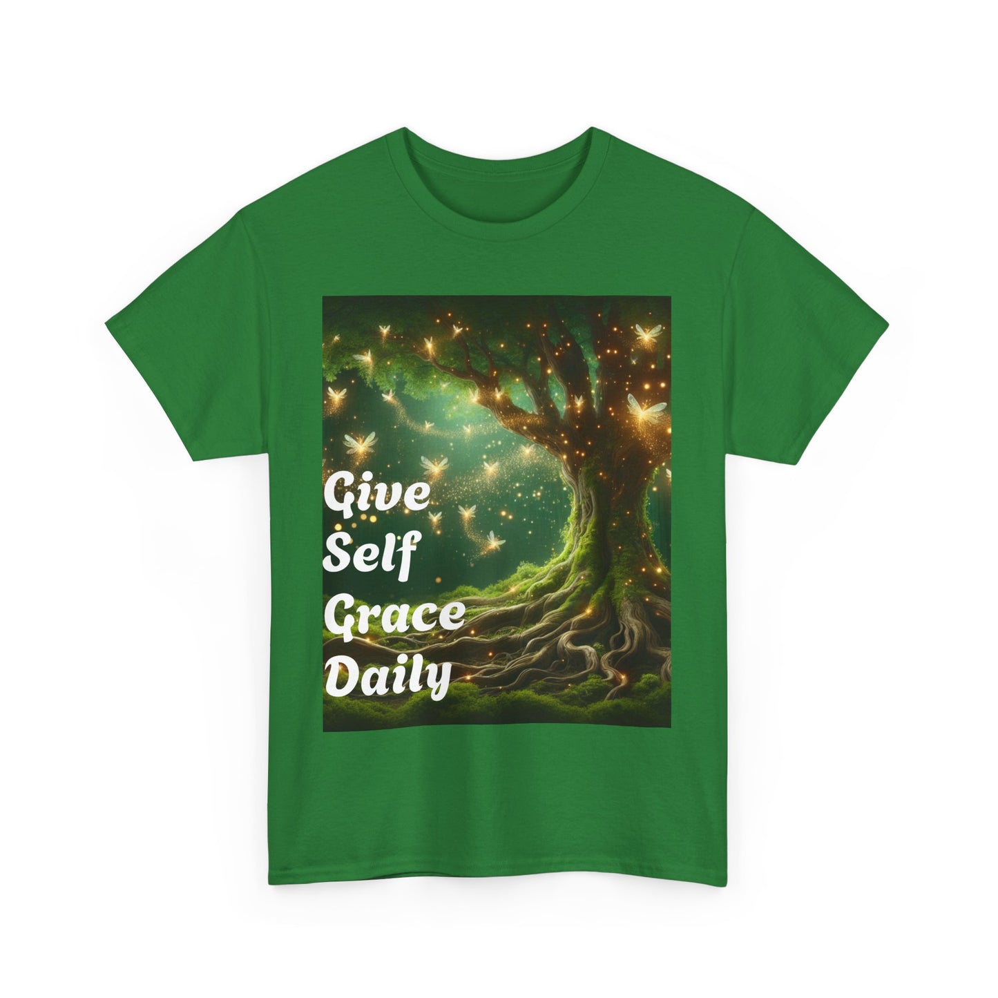 Inspirational Tree Graphic Unisex Heavy Cotton Tee - Give Self Grace Daily