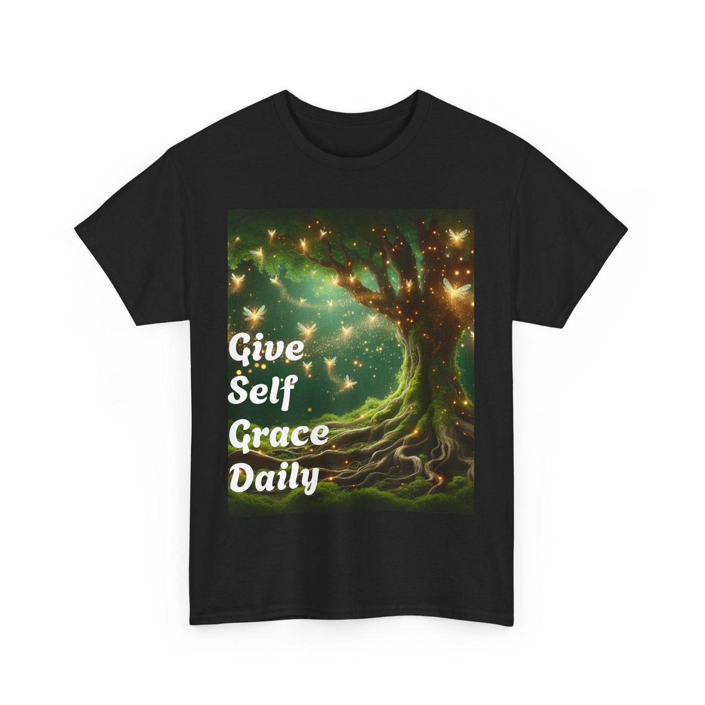 Inspirational Tree Graphic Unisex Heavy Cotton Tee - Give Self Grace Daily