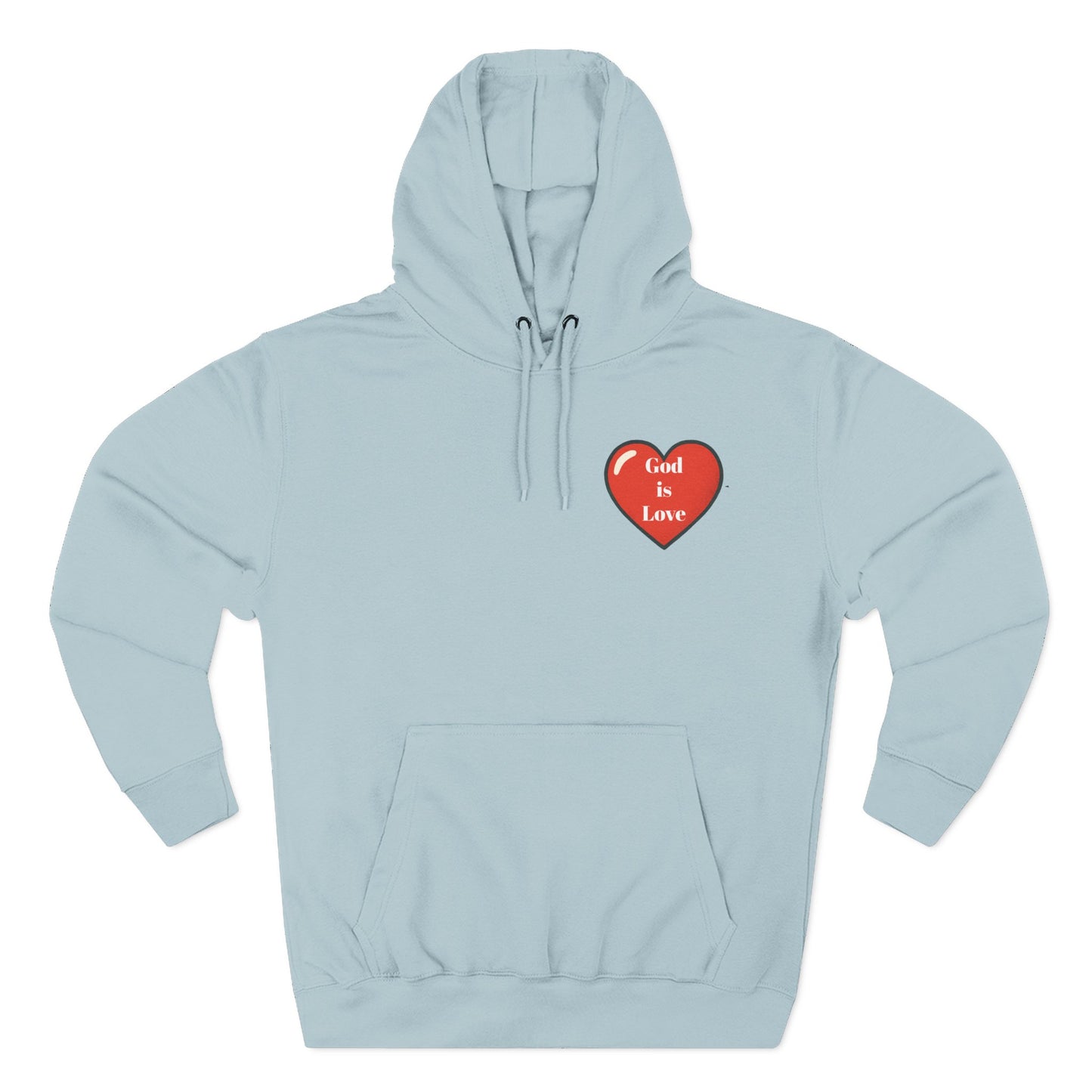 Three-Panel Fleece Hoodie with Heart and Love Design, Cozy Gift for Valentine's Day, Wearable Art, Comfort Wear, Affirmation Clothing