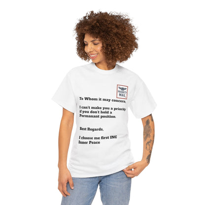 Priority Mail Unisex Heavy Cotton Tee - Casual Statement Shirt, Gifts for Friends, Unique Humor Tee, Everyday Wear, Self-Care Apparel