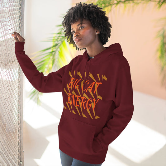 Big Cat Energy Hoodie - Three-Panel Fleece with Tiger Design, Animal Lover Gift, Cozy Sweatshirt, Unisex Fashion