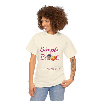 Simple Bit@# Vibes Unisex Heavy Cotton Tee, Cute Graphic Tee, Casual Summer Shirt, Gift for Friends, Everyday Wear, Live Life Simple